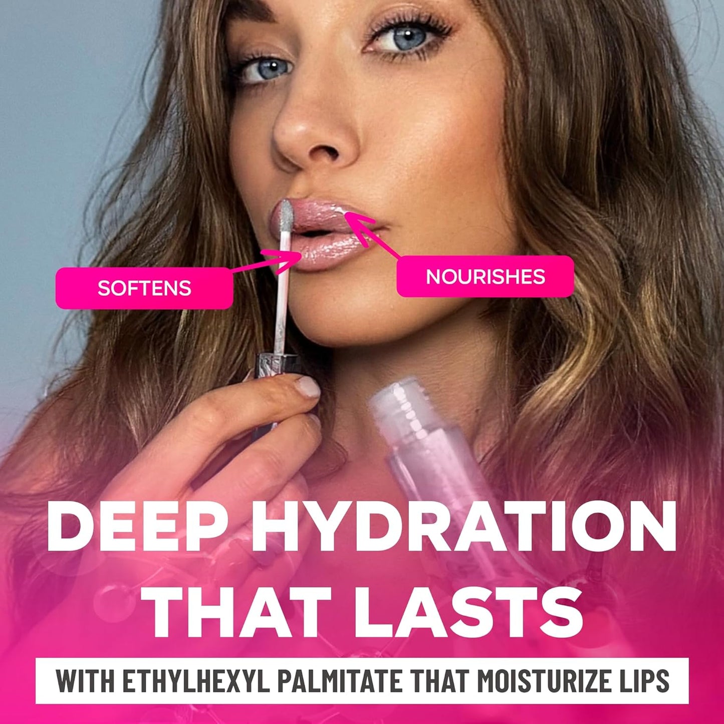 Lip Gloss for Women – Hydrating, Vitamin E Infused – Smooth Application, Clean Formula – Clear, Pink, Red & Brown Lipgloss, 4 Pack