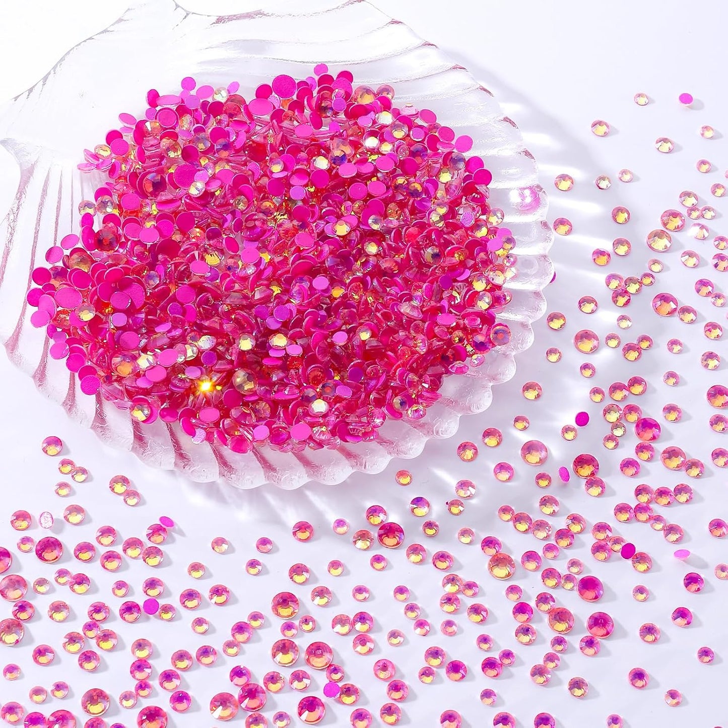 F Rose Flatback Rhinestones, Glass Rhinestones for Nail Art and Craft, Glue Fix, Loose Crystal Gemstones(F Rose, SS20, 1440pcs, 4.6-4.8mm)