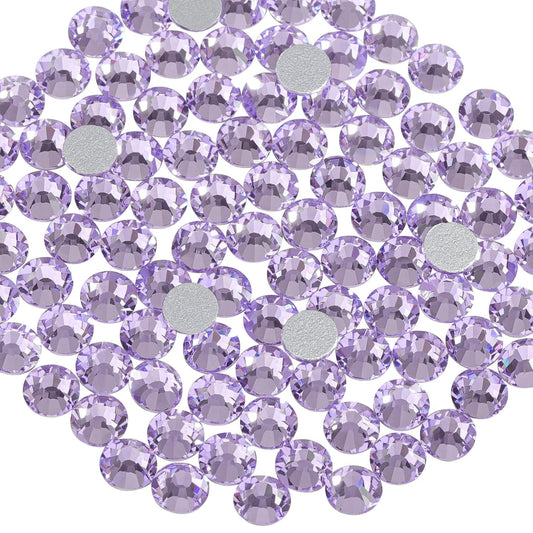 Beadsland 288pcs Flat Back Crystal Rhinestones Round Gems for Nail Art and Craft Glue Fix, Violet,SS30,6.3-6.5mm