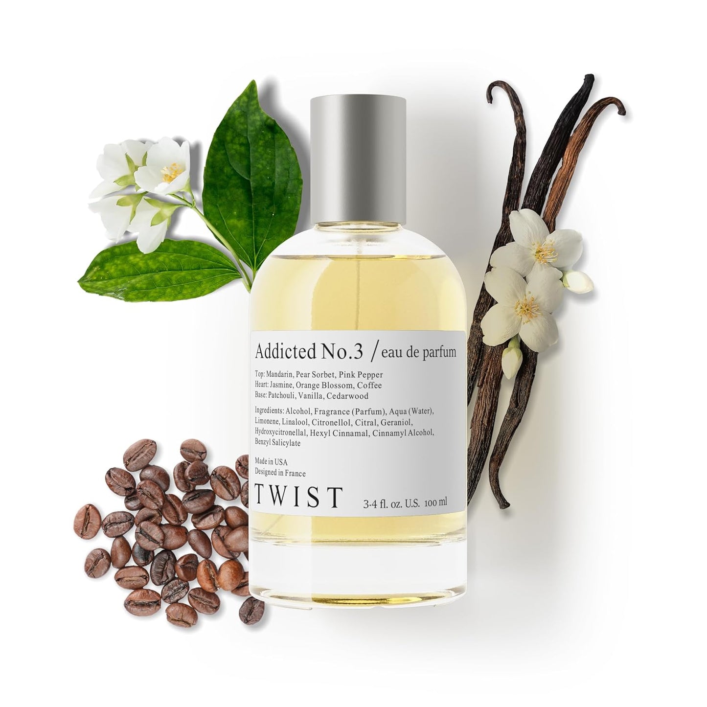 Twist - Addicted No. 3 - Eau De Parfum Inspired by Y. B.lack O.pium Long-Lasting Perfume For Women, Amber & Vanilla, Vegan, Clean Ingredients, Fragrance - Spray 100 ml | 3.4 fl. oz.