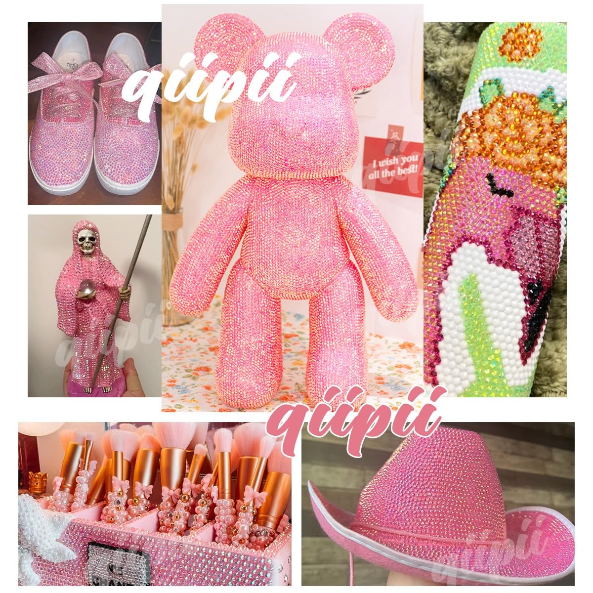 16000PCS Transparent Light Pink AB Resin Rhinestones for Crafting 3mm 4mm 5mm Flatback Jelly Stones Bulk SS10 SS16 SS20 Diamonds Crystals Gems Charms for Nails Face Eyes Makeup Tumblers Crafts