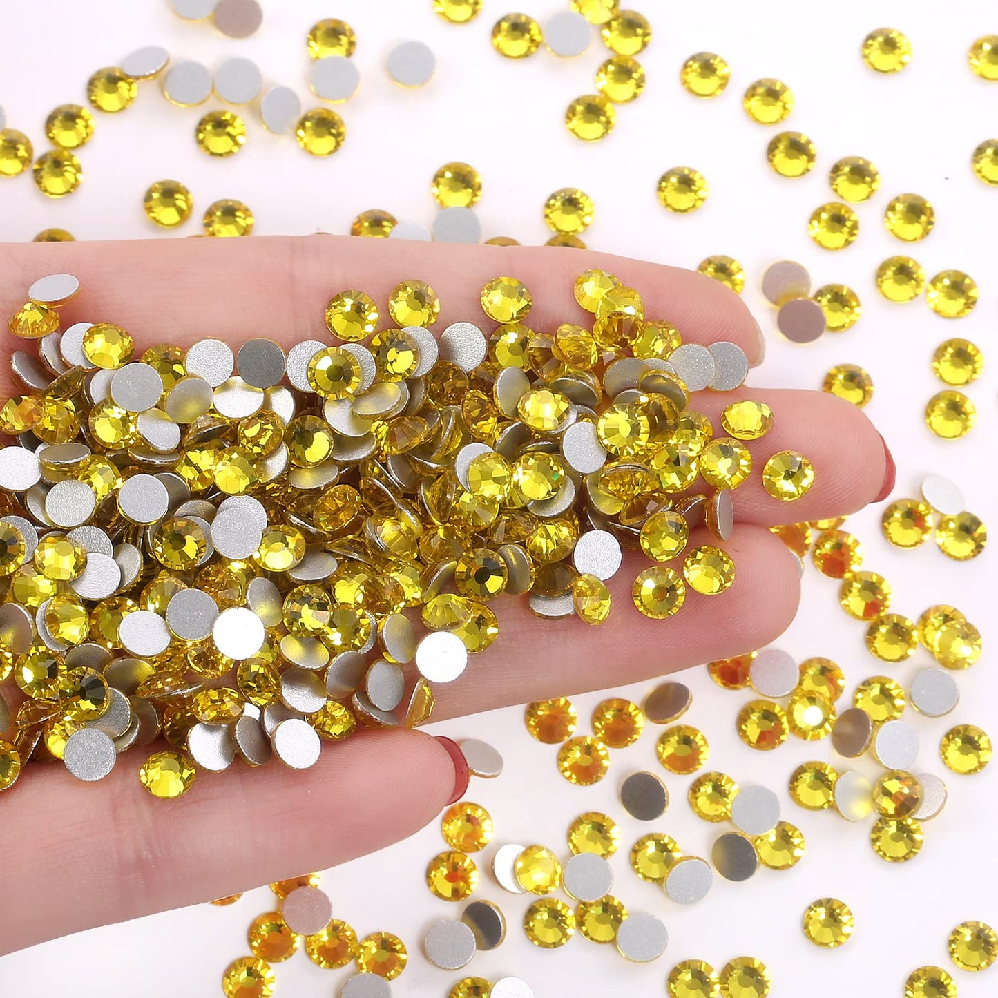 1440Pcs Lemon Yellow Crystal Rhinestones,Glass Flatback Rhinestones Gemstones Small for Nail Face Makeup Art Crafts Clothes Decoration - (SS10, 2.8mm,Lemonyellow)