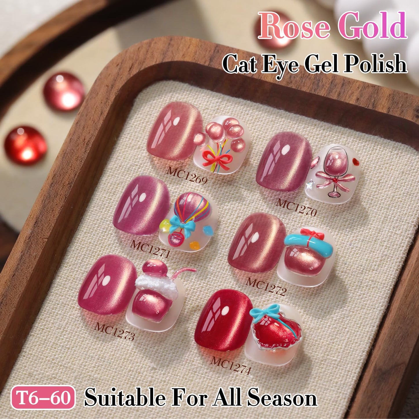 Double Rhythm 0.5 OZ Cat Eye Gel Polish with Magnet 15ML Holographic Glitter Shimmer Translucent Jelly Color Magnetic Nail Polish Salon DIY at Home (Dreamy Cherry Red-MC1274)