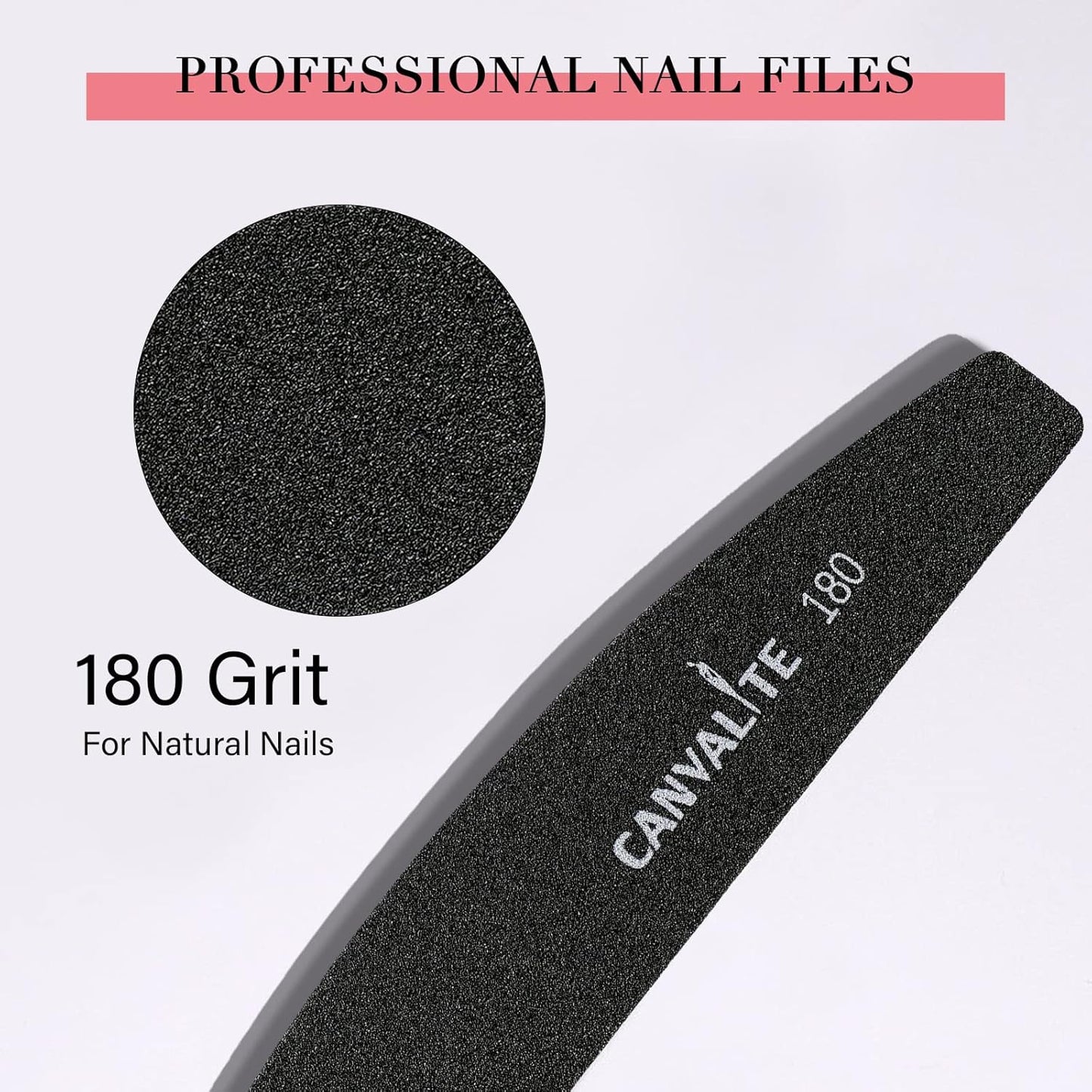Canvalite 40 PCS Nail File Professional Reusable Peel and Stick Nail Files Replaceable Emery Boards 180 Grit Fingernail Files Manicure Tools for Home and Salon Use