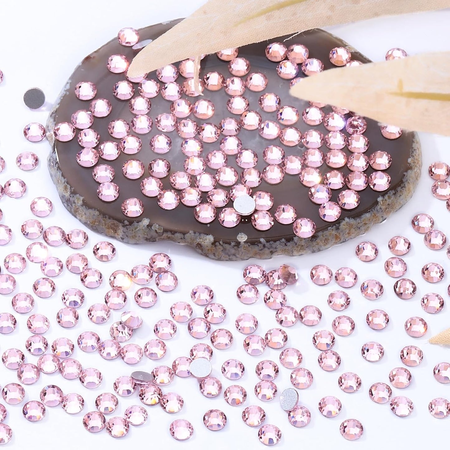 Pink Flatback Rhinestones, Glass Rhinestones for Nail Art and Craft, Glue Fix, Loose Crystal Gemstones(Pink, SS16, 2880pcs, 3.8-4.0mm)
