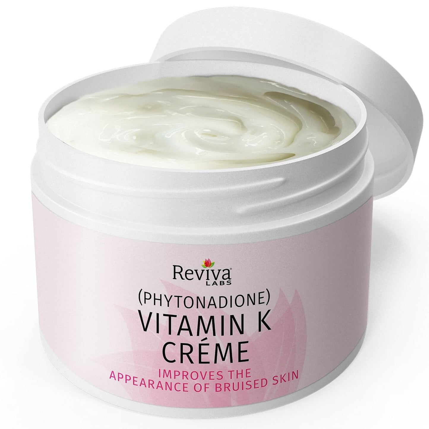 Reviva Labs Vitamin K Crème for Bruising, Under-Eye Dark Circles, and Wrinkles with Soybean Oil and Natural Fruit Extracts - 2 Oz, for Skin and Face