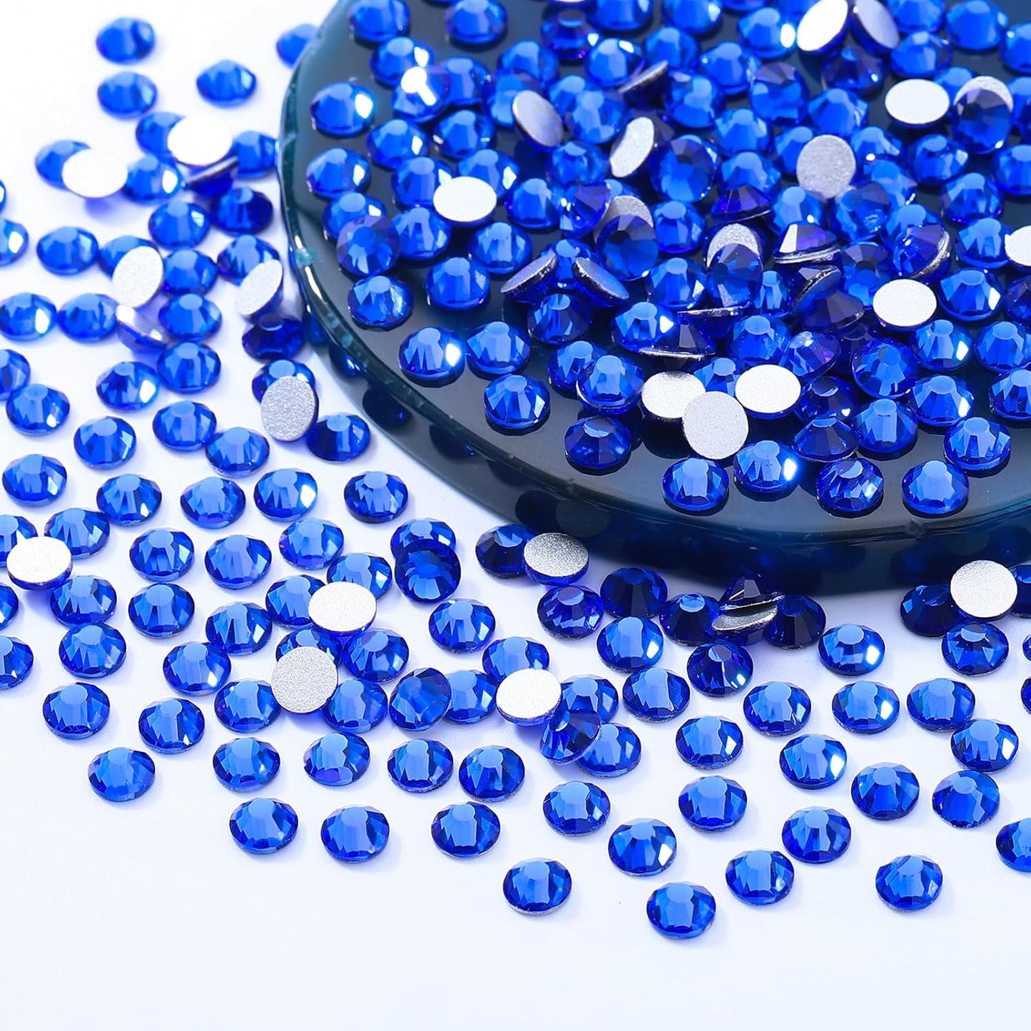 Sapphire Flatback Rhinestones, Glass Rhinestones for Nail Art and Craft, Glue Fix, Loose Crystal Gemstones(Blue, SS16, 1440pcs, 3.8-4.0mm)