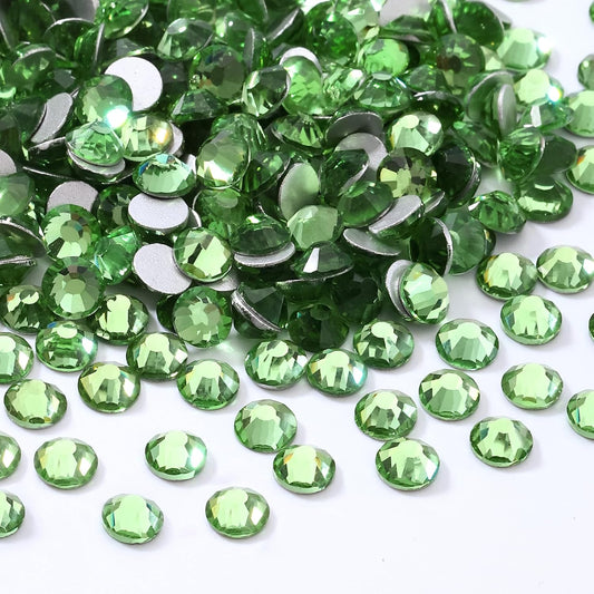 Light Green Flatback Rhinestones, Glass Rhinestones for Nail Art and Craft, Glue Fix, Loose Crystal Gemstones(Lt.Green, SS30, 288pcs, 6.4-6.6mm)