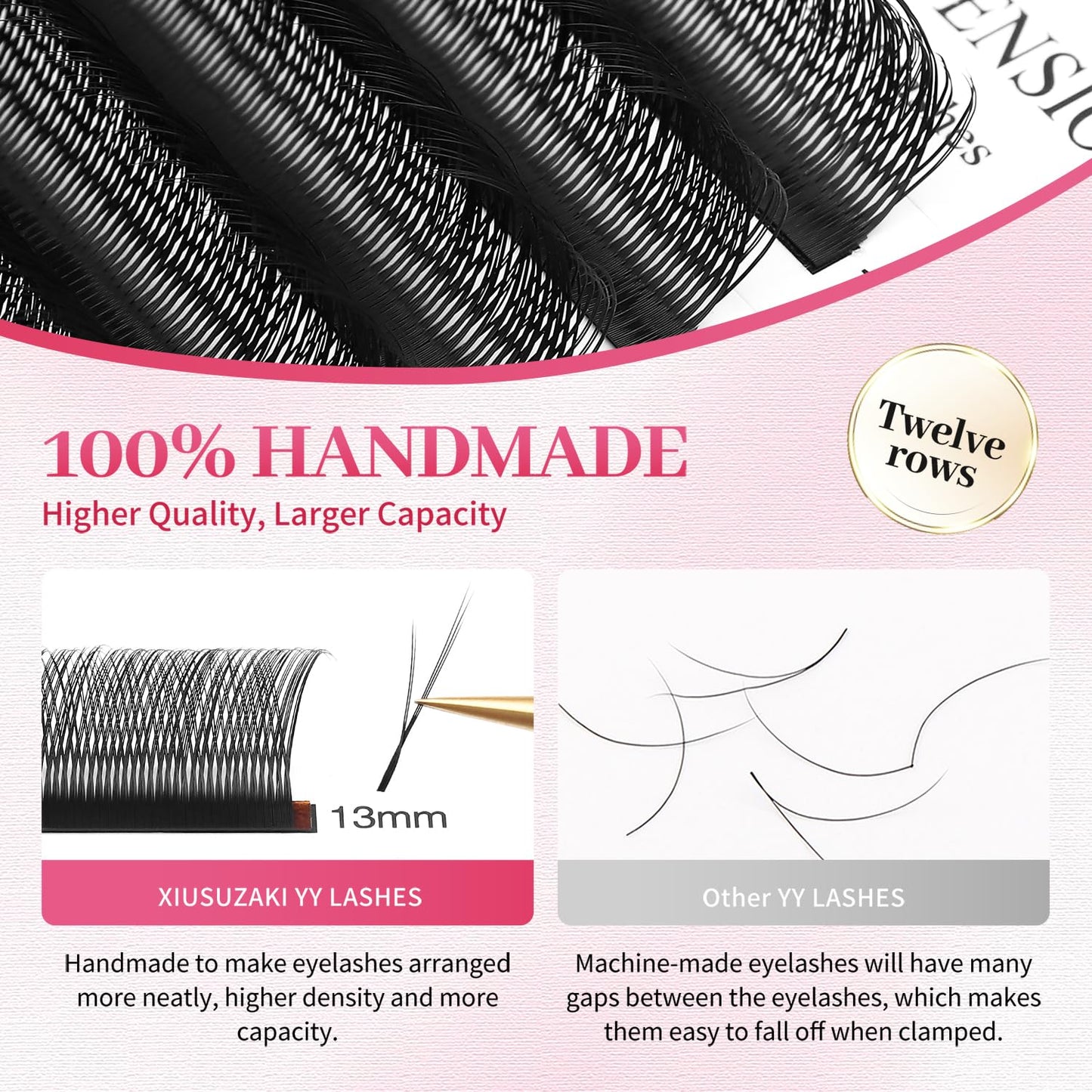 Lash Extensions Slant Flying YY Lashes 0.07mm Thickness Eyelash Extensions C Curl Lashes Mix 8-15mm Soft Lash Trays Natural Matte Black False Eyelashes(Slant Flying YY-0.07-C,8-15mm)