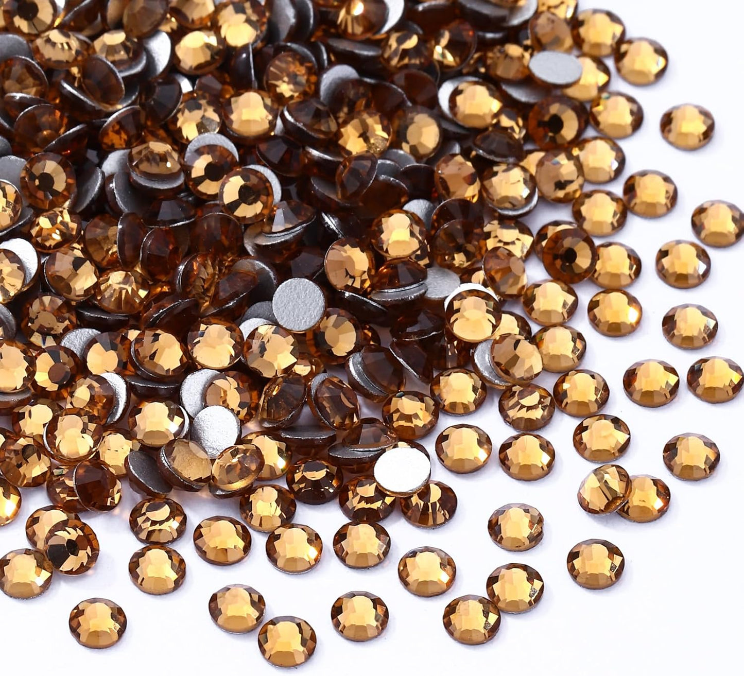 Topaz Flatback Rhinestones, Glass Rhinestones for Nail Art and Craft, Glue Fix, Loose Crystal Gemstones(Topaz, SS6, 1440pcs, 1.9-2.0mm)