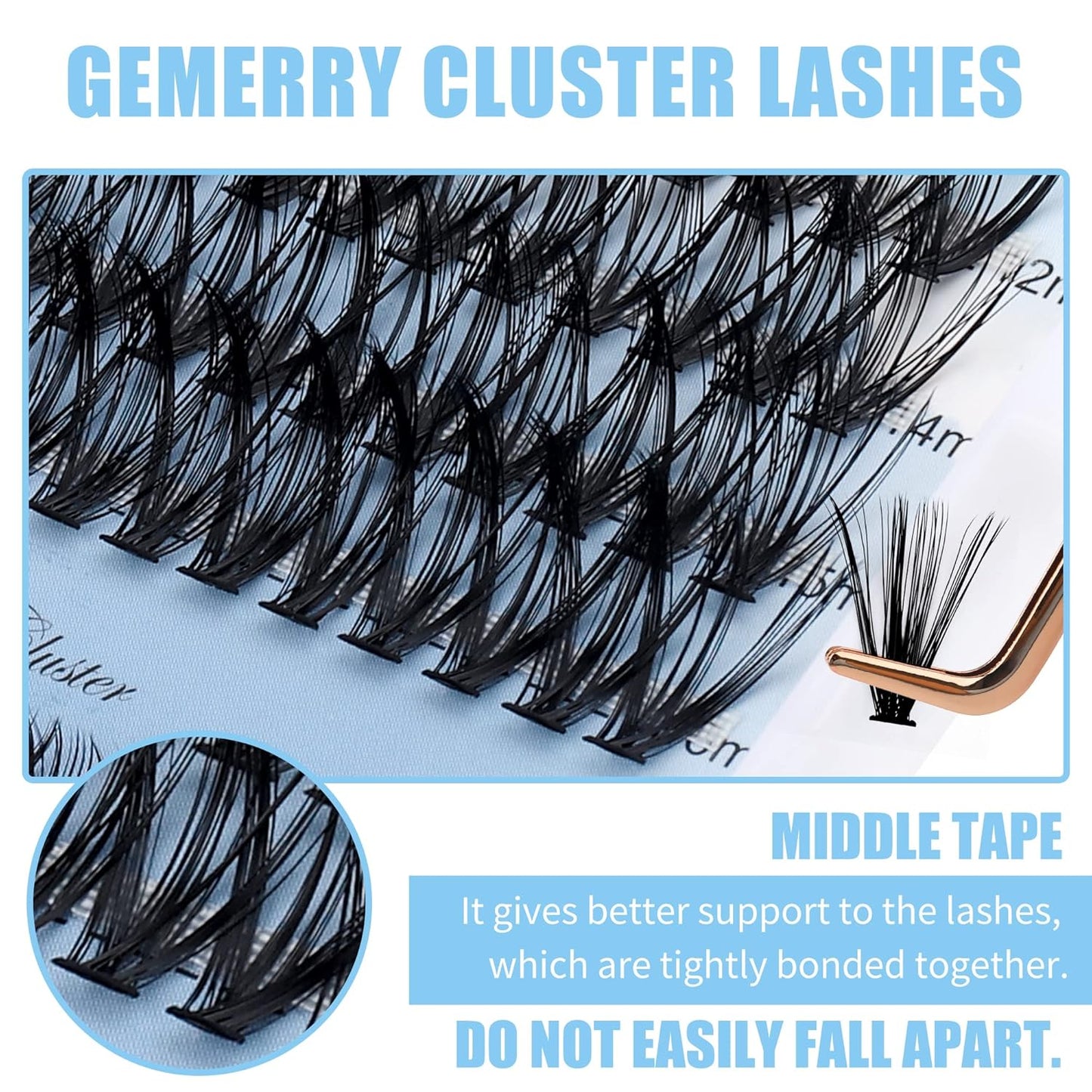 GEMERRY Individual Lashes 240pcs Large Tray 0.07mm 30P/40P C Curl Mix 8-16mm Lash Clusters Soft&Fluffy Cluster Lashes Mink Lash Extension Clusters Mixed Tray False lashes(30P/40P-C, 8-16 Mix)