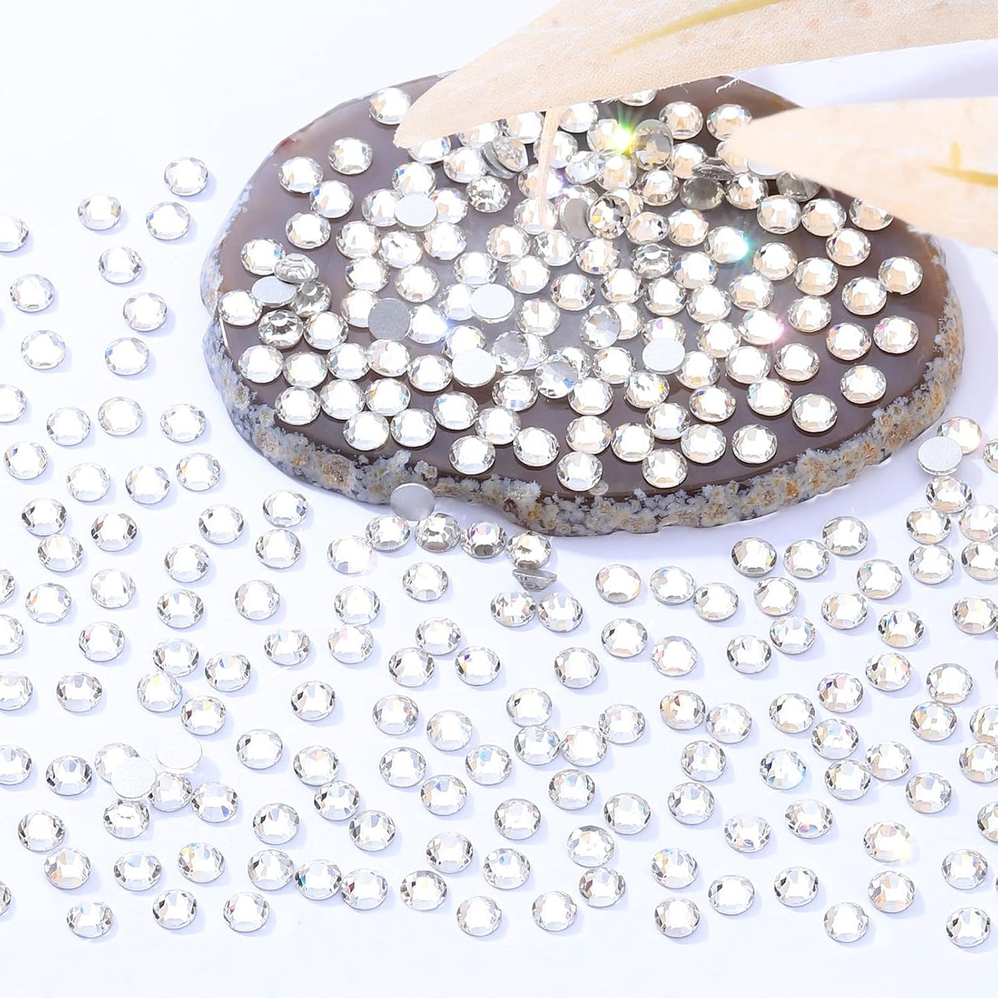 Crystal Clear Flatback Rhinestones, Glass Rhinestones for Nail Art and Craft, Glue Fix, Loose Crystal Gemstones(Crystal, SS20, 2880pcs, 4.6-4.8mm)