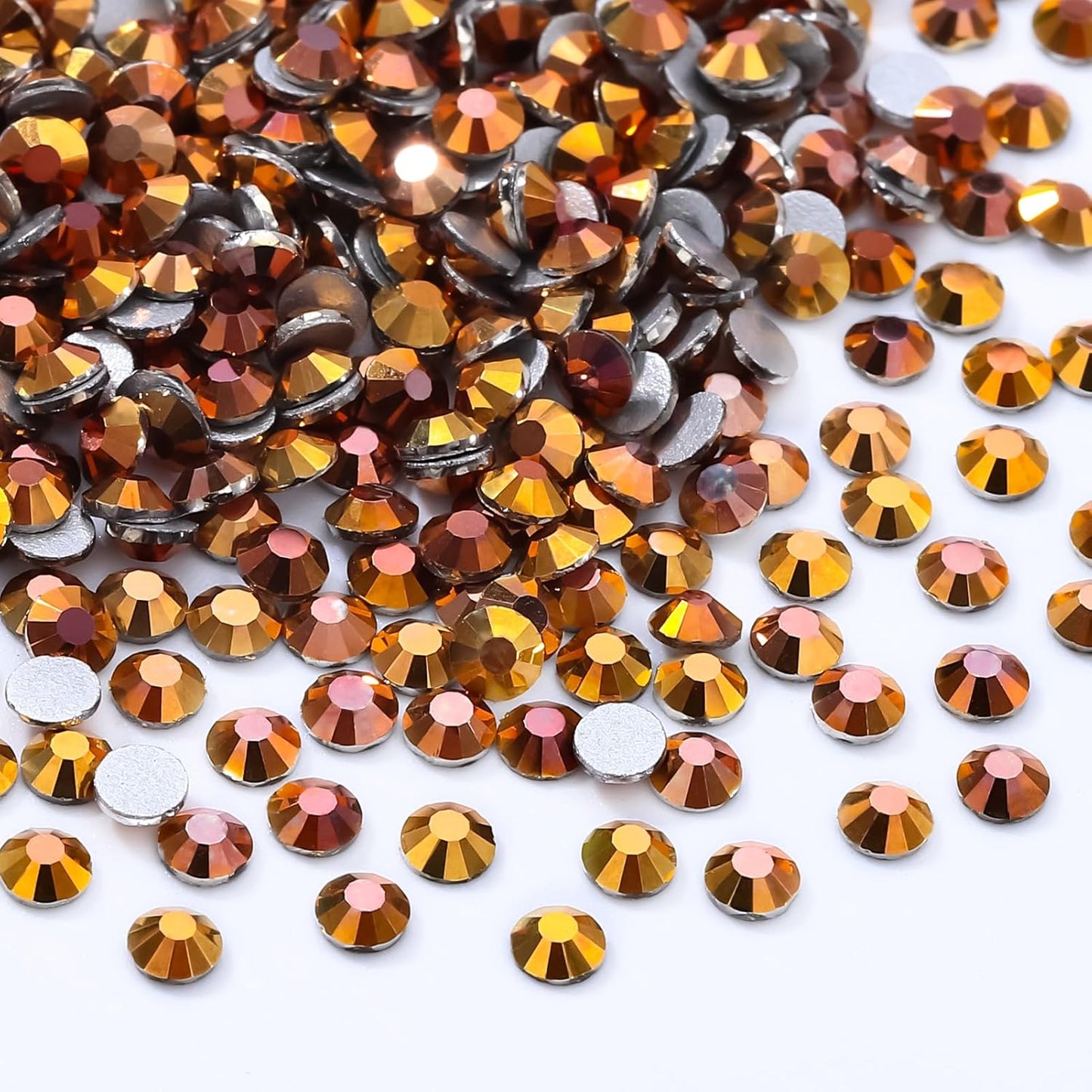 Gold Flatback Rhinestones, Glass Rhinestones for Nail Art and Craft, Glue Fix, Loose Crystal Gemstones(Gold, SS6, 1440pcs, 1.9-2.0mm)