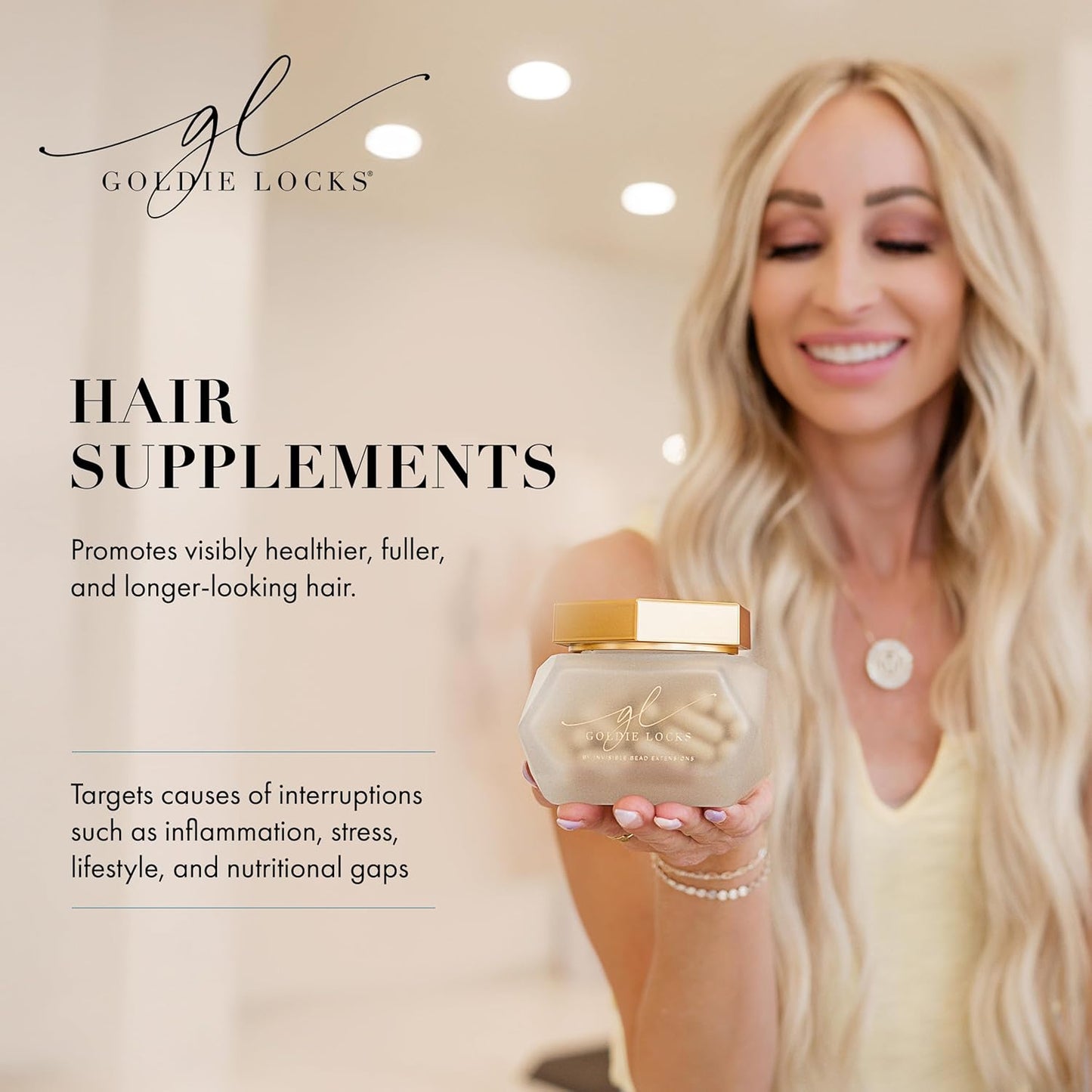 Goldie Locks Hair Growth Supplements Original Formula - Promotes Stronger & Healthier Hair - Vitamins That Enhance Hair, Skin, and Nails, 120 Count