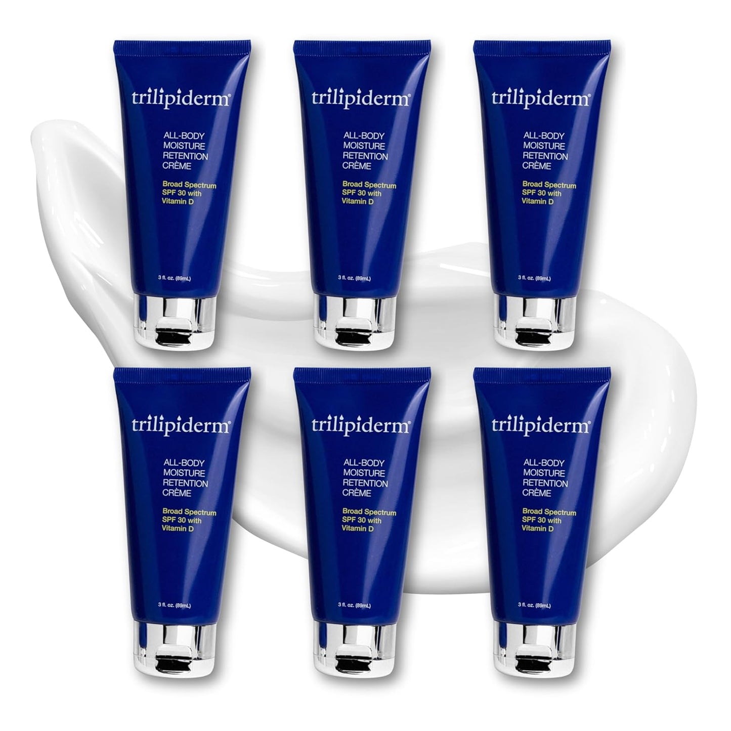 Trilipiderm 3oz TSA Travel Size 6-Pack All-Body Moisturizer with SPF 30 for Body, Face, Hands, & Feet