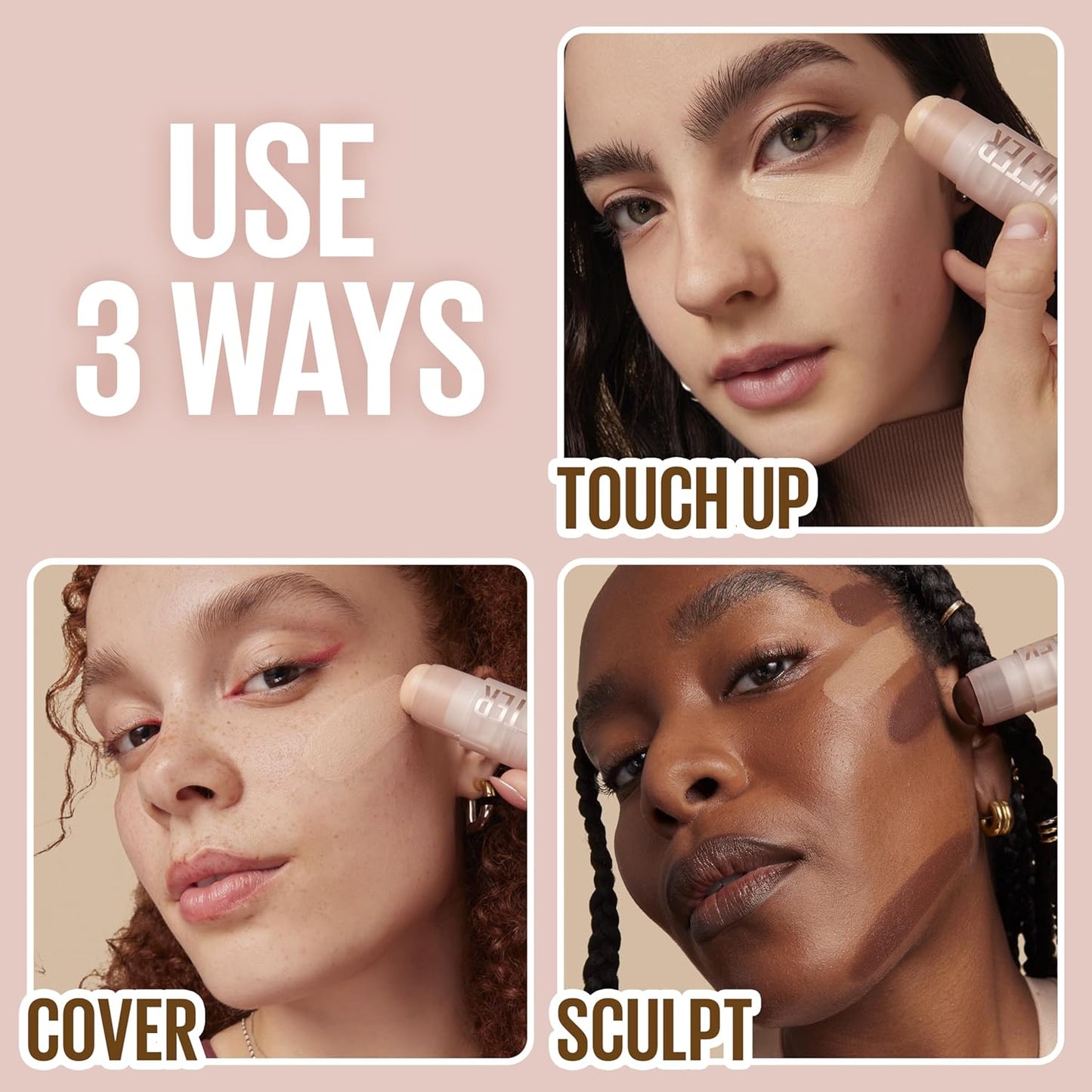 Maybelline Lifter Stix Multi-Use Face Stick - Contour, Bronzer, Concealer and Foundation Stick, All-In-One Creamy Face Makeup with Cranberry Seed Oil, 75, 1 Count