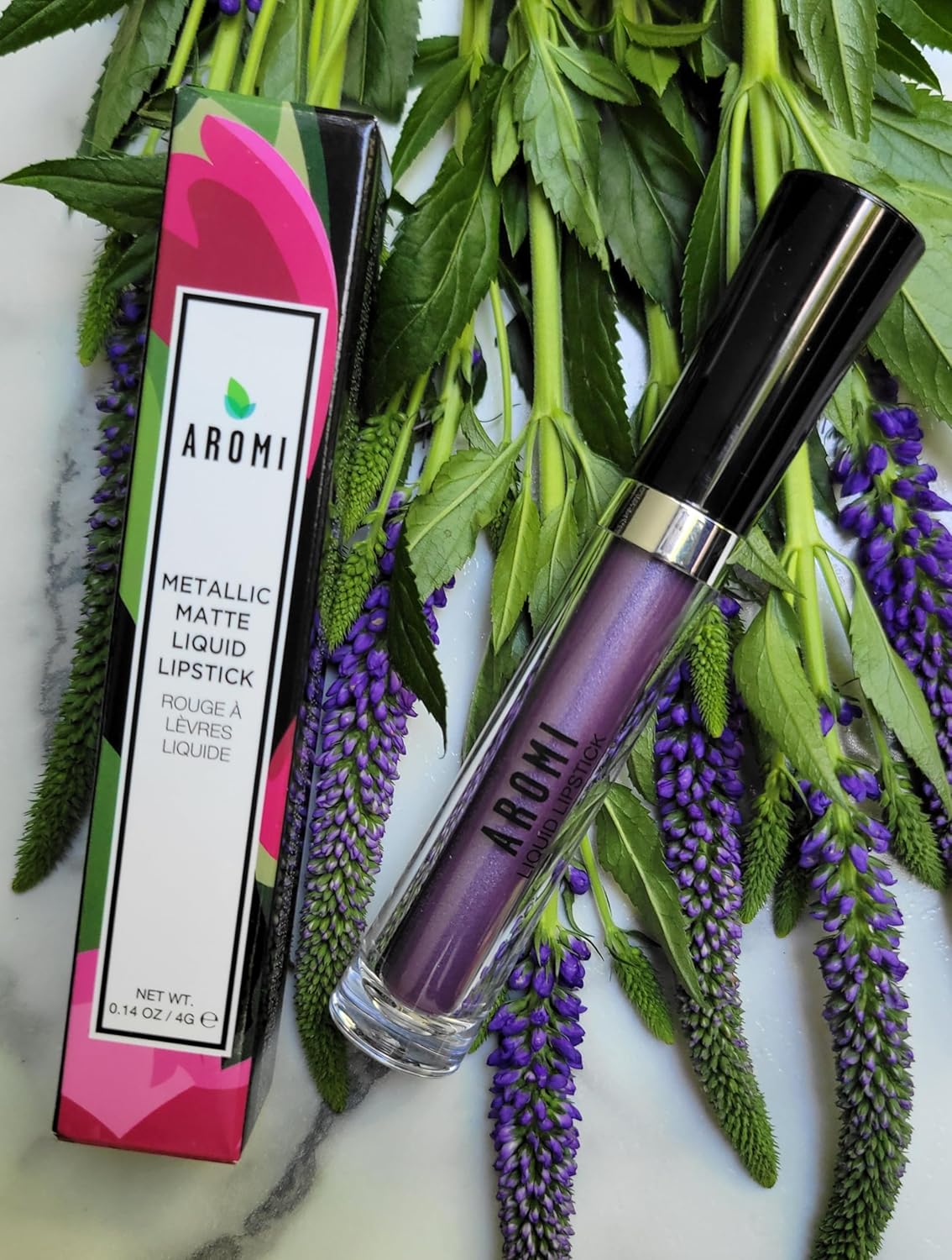 Aromi Violet Plum Metallic Liquid Lipstick | Dark Purple Lip Color with a Shimmery Finish, Vegan, Cruelty-free, Long-Lasting and Smudge Proof Lipstick (Silver Plum)