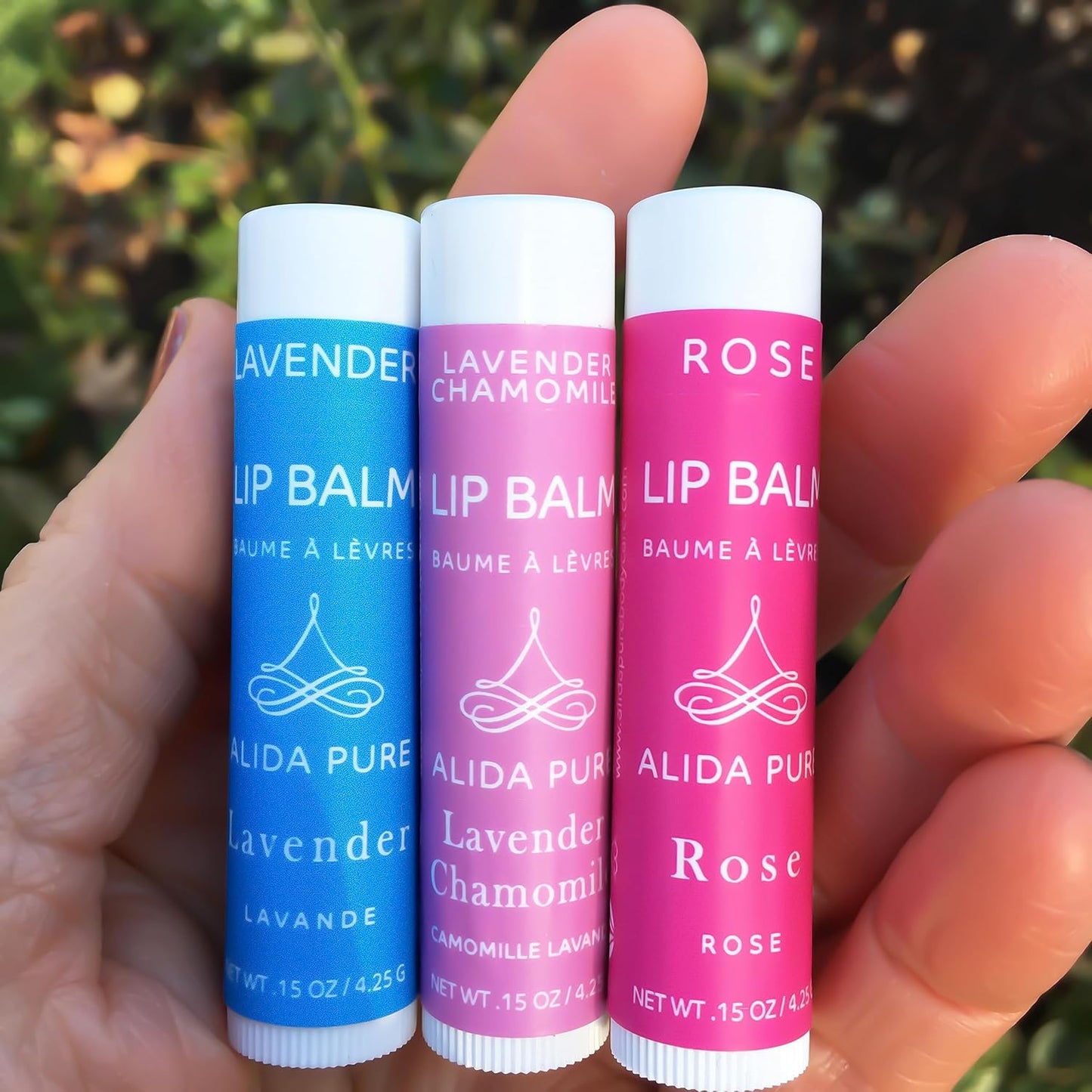 Floral Lip Balm Collection, Vegan Set, Beeswax Free, with Organic Jojoba and Avocado Oil, Vitamin E, Natural Moisturizer for Dry, Chapped or Cracked Lips, 3 Tube Set