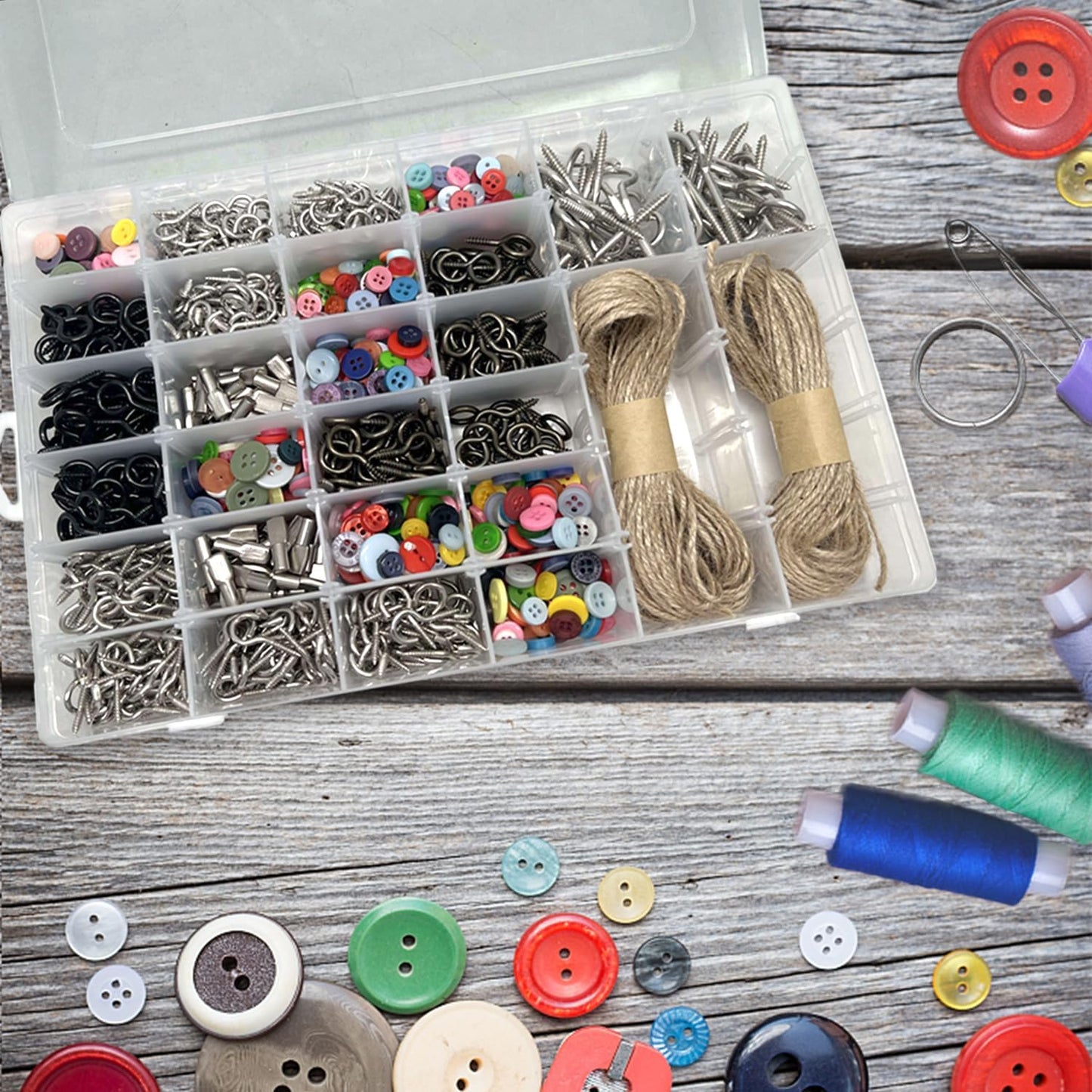 8 Pack Plastic Organizer Container Box, 36 Grids Clear Plastic Parts Organizer Box, for Beads, Art DIY, Crafts, Jewelry, Fishing Tackle with Label Stickers