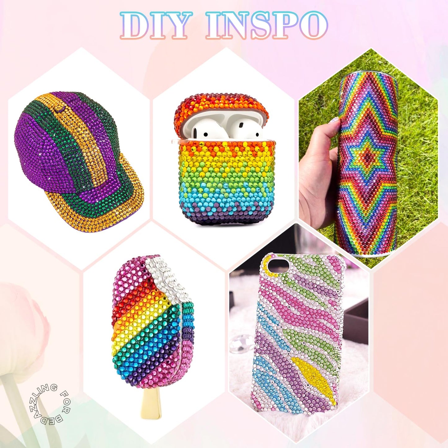 6600Pcs Resin Rhinestones for Bedazzling with 3Pcs B7000 Jewelry Glue, Multicolor 5mm Flatback Gems Rhinestones for Crafting, Clothing Tumblers Mugs Shoes Fabric Decor Nail Art