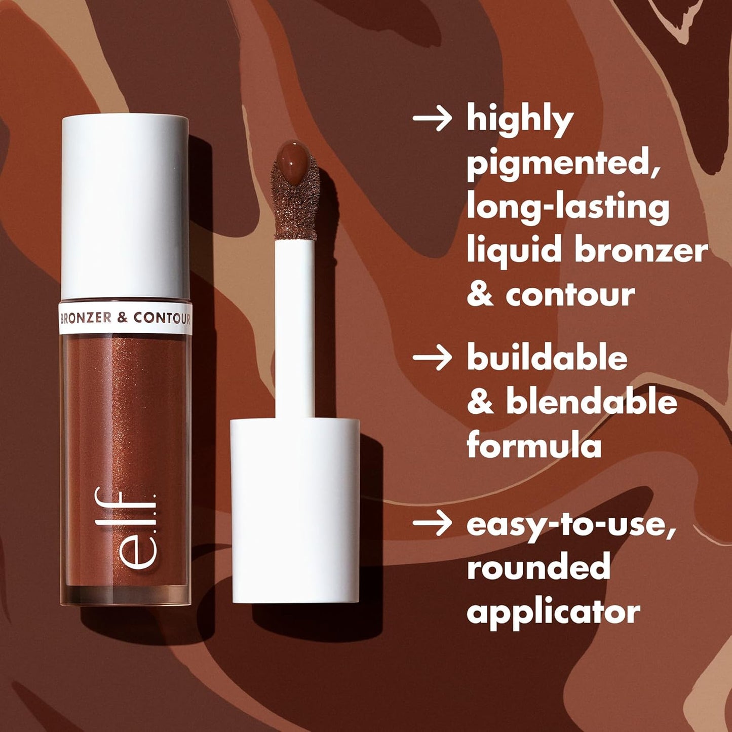 e.l.f. Camo Liquid Bronzer & Contour, Silky Highly Pigmented Formula, Creates a Long-Lasting Bronzed Glow & Natural Look, Vegan & Cruelty-Free, 3 Light