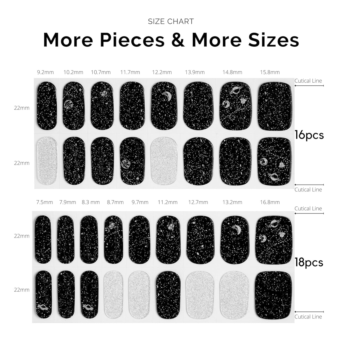 NAILOG Semi Cured Gel Nail Strips 34 pcs| Buy 2 Get 1 UV Lamp | Long Lasting Nail Polish Sticker Wraps with Glossy Gel Finish, Star Walk