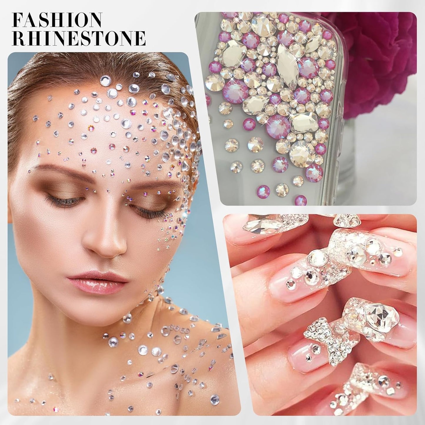 Novani 500pcs Clear Rhinestones Flat Back Round Rhinestone Style 2088 Sparkly Crystal Gemstones for Nail Art and Crafting,SS20(4.6-4.8mm