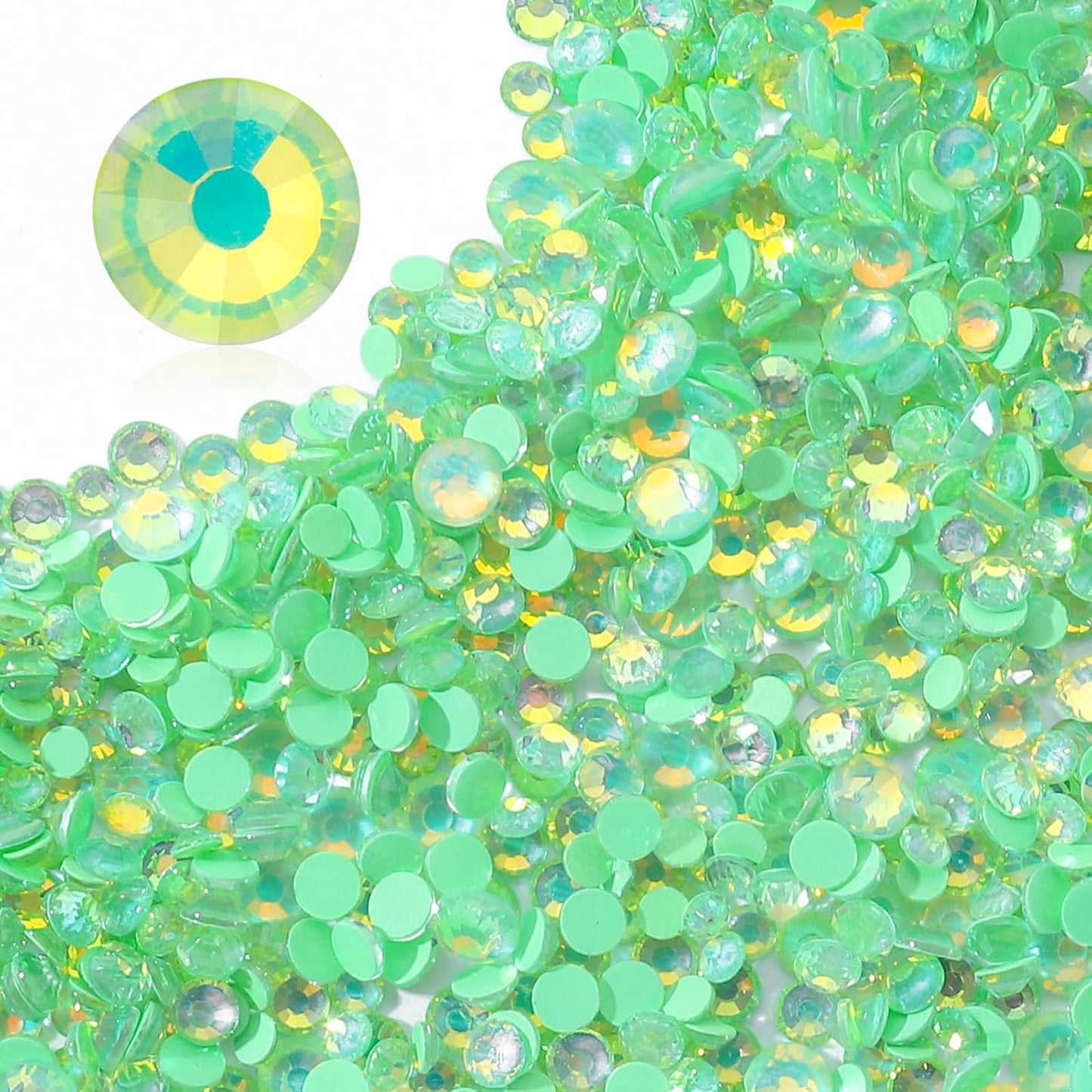 F Green Flatback Rhinestones, Glass Rhinestones for Nail Art and Craft, Glue Fix, Loose Crystal Gemstones(F Green, SS20, 1440pcs, 4.6-4.8mm)