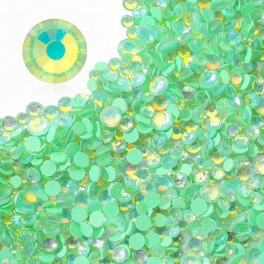 F Green Flatback Rhinestones, Glass Rhinestones for Nail Art and Craft, Glue Fix, Loose Crystal Gemstones(F Green, SS6, 1440pcs, 1.9-2.0mm)