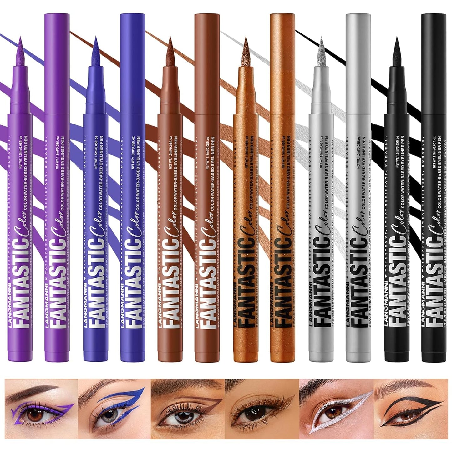 LANGMANNI 4 Colors Matte Liquid Eyeliner Set, Neon Colorful Pigmented With Long-lasting, Smudgeproof & Waterproof Eye Liner Makeup for Bold & Stunning Looks - Gift for Girls(#789101112)