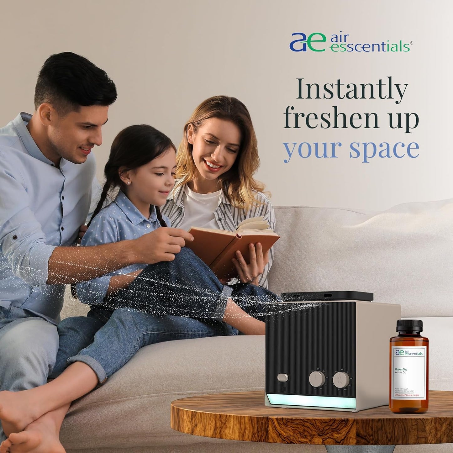 Green Tea Aroma Oil, Essential Oils Blend for Diffusers & Scent Machines, Citrus, Delicate Florals, Warm Tea, Aromatherapy, Cold Air Diffuser Compatible, 300 mL