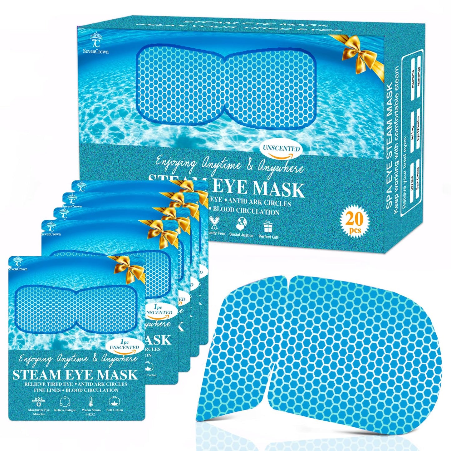 Steam Eye Mask for Travel Essentials,Sleep Mask Warm Compress for Eyes, Heated Eye Masks for Dark Circles and Puffiness & Soothe Tired Eyes,Self Care SPA Relaxation Gifts for Women 20 Packs Unscented