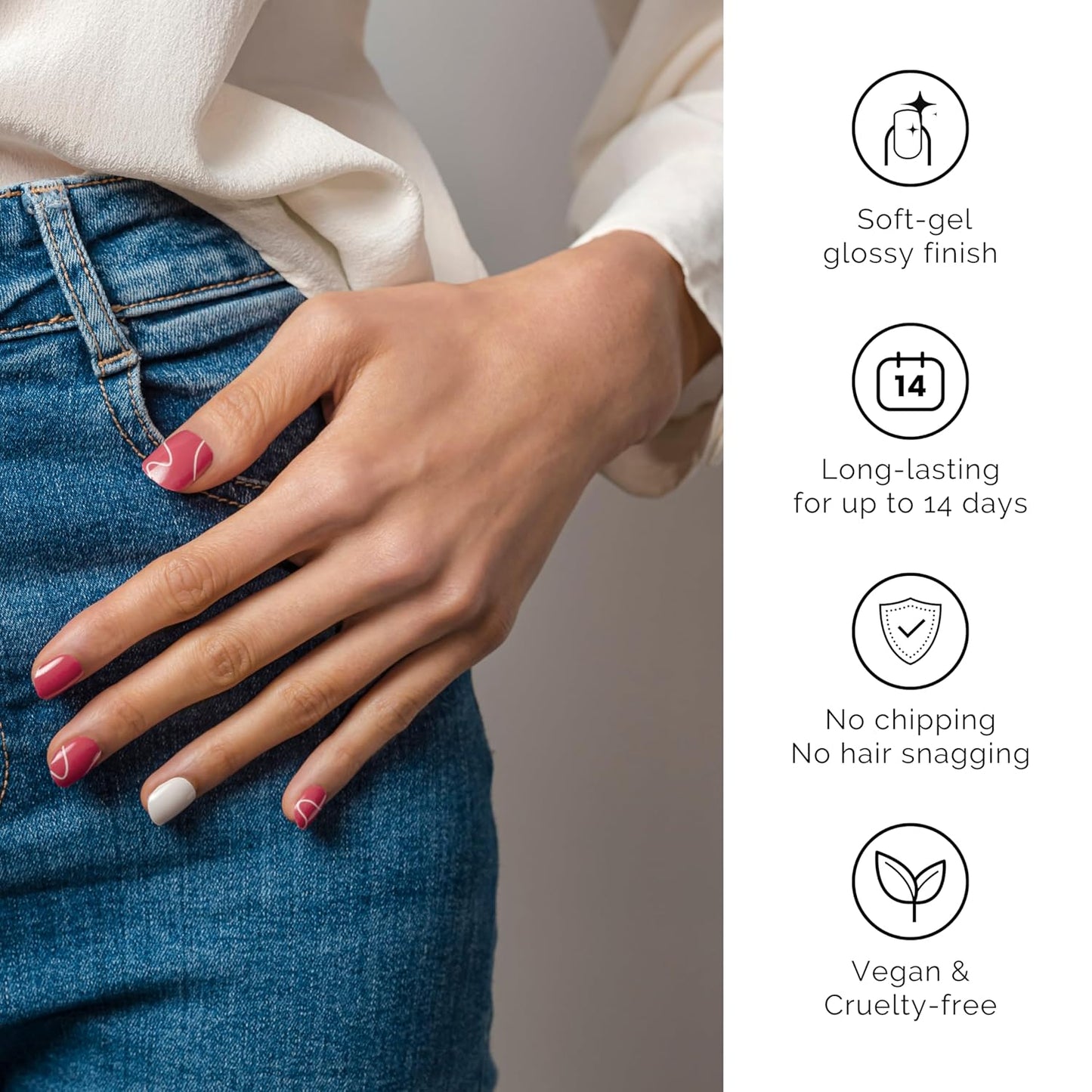 Nailog Semi Cured Gel Nail Strips 34 pcs | Buy 2 Get 1 UV Lamp | Long Lasting Nail Polish Sticker Wraps with Glossy Gel Finish (Red Dune)