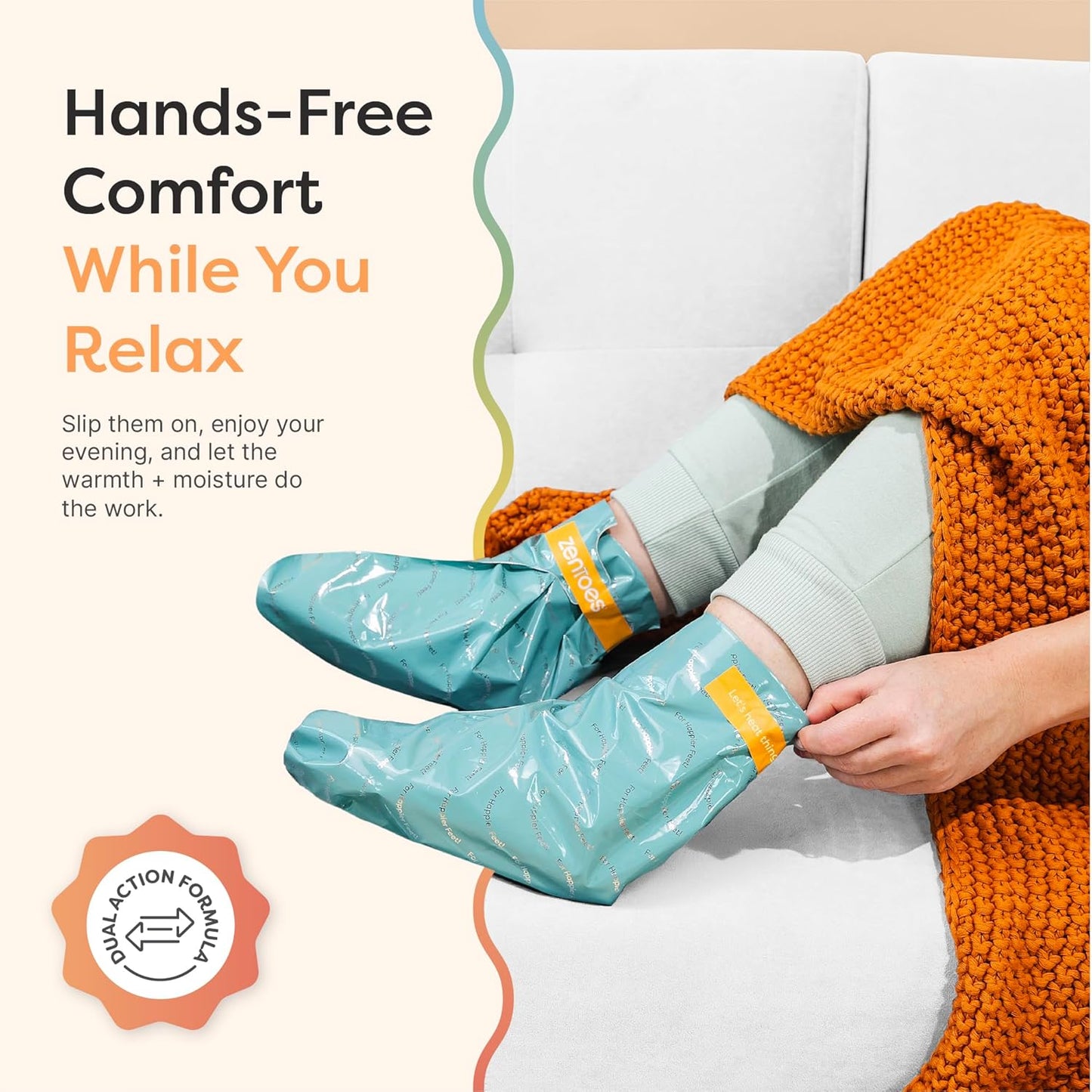 ZenToes Heating Foot Mask - Moisturizing Heated Foot Treatment with Cinnamon Oil & Shea Butter for Tired, Overworked Feet - Paraben Free Spa Experience at Home, 3 Pairs
