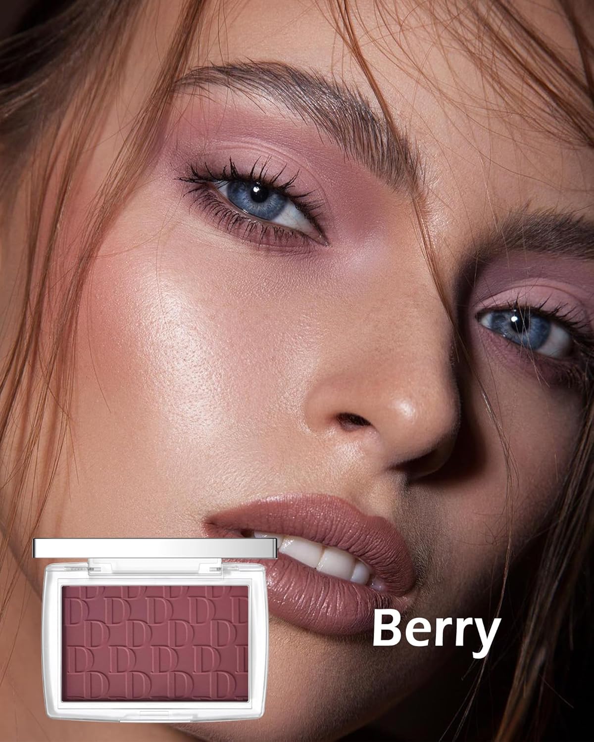 Powder Blush Palette, Matte Powder Makeup Blush for Cheeks, Natural Glow Face Blush Contour Palette, Lightweight, Smooth, High Impact Buildable Color, Long-lasting All-Day Face Enhancing -#Berry