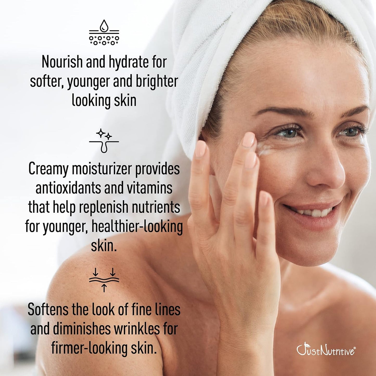 Just Nutritive Anti-Aging Day Facial Cream | Best Day Cream | Lasting Radiant Appearance | Leaves Skin Fresh Softens The Look of Fine Lines | Locks In Moisture 2oz