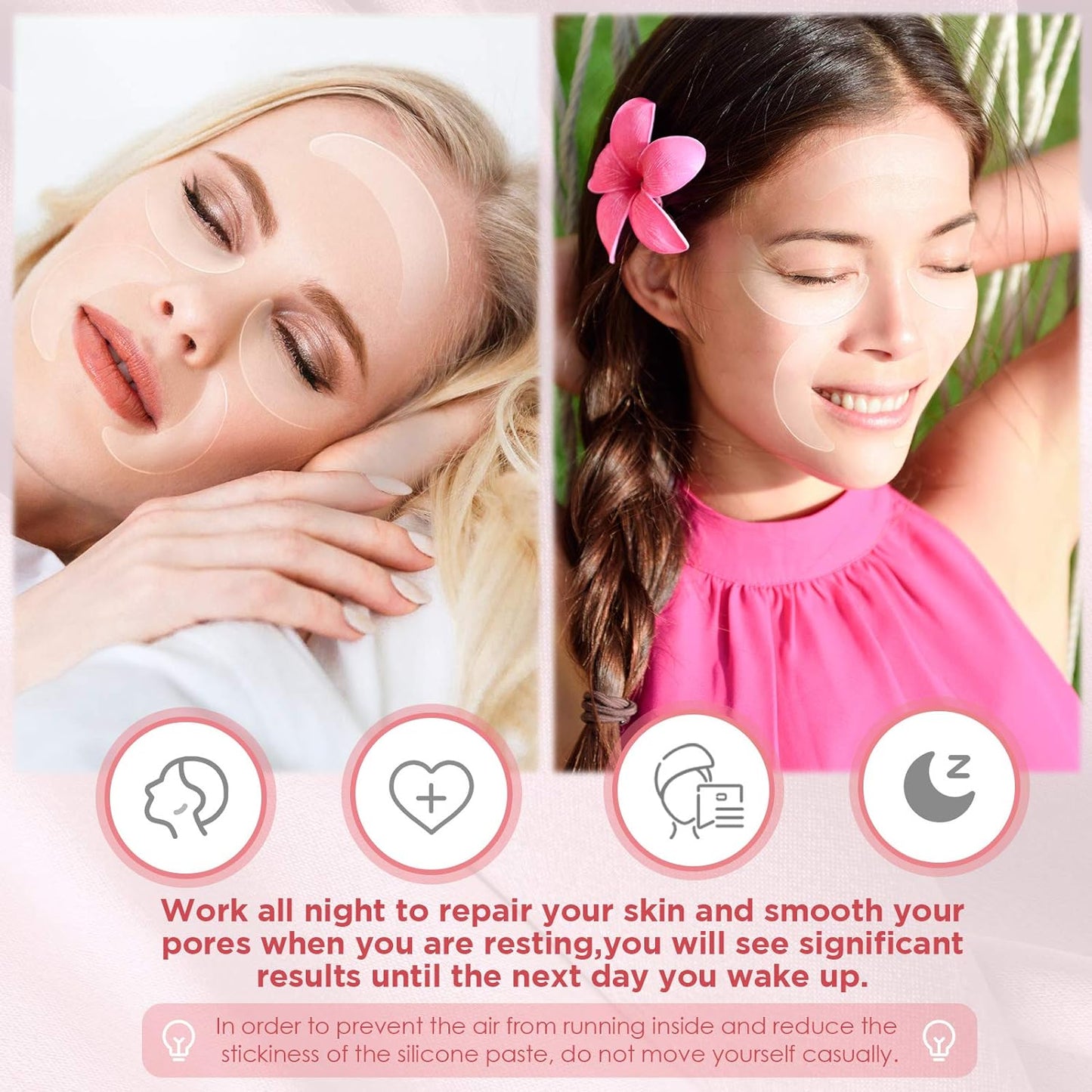 Syhood 12 Pieces Silicone Eye Wrinkle Pads Anti Aging Silicone Pads Reusable Reduce Skin Wrinkles Under Eye Patches Cleavage Pads for Mouth and Eyes(Transparent)