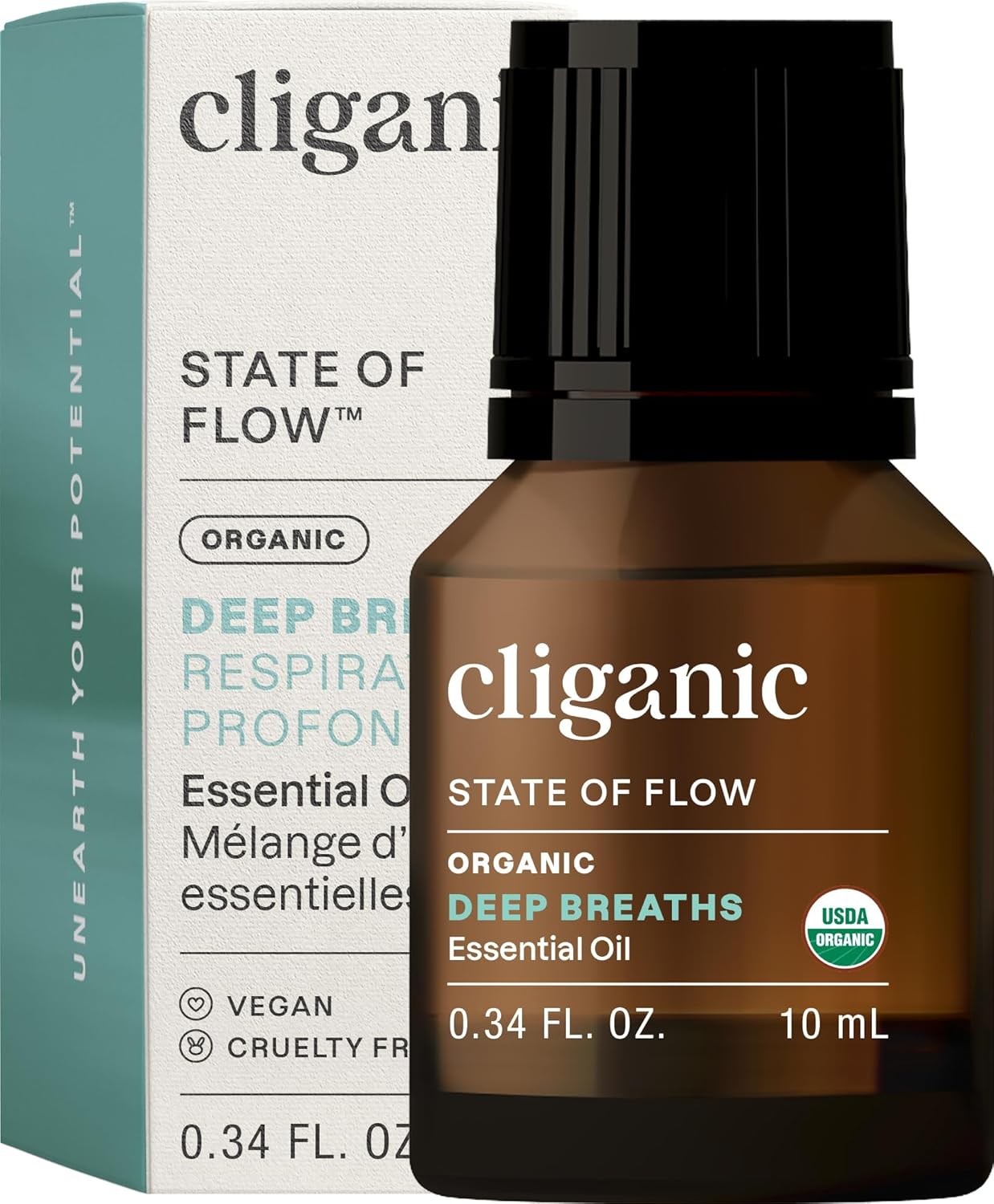 Cliganic Organic Essential Oils Blend - Deep Breaths - State of Flow (Packaging May Vary)