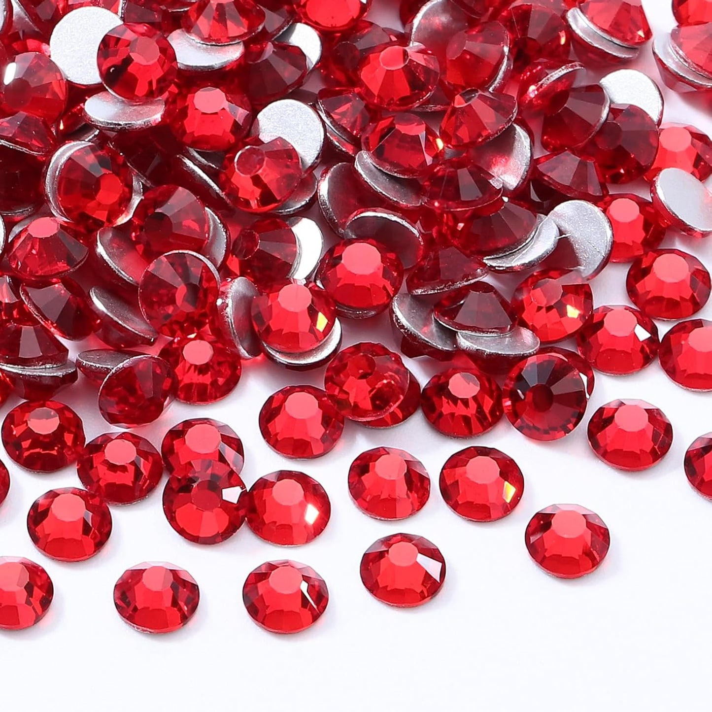 Light Siam Flatback Rhinestones, Glass Rhinestones for Nail Art and Craft, Glue Fix, Loose Crystal Gemstones(Red, SS16, 1440pcs, 3.8-4.0mm)