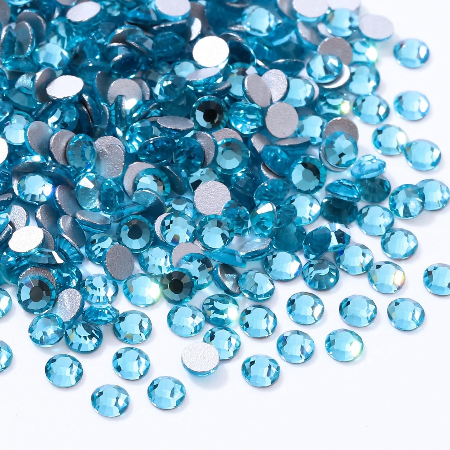 Malachite Blue Flatback Rhinestones, Glass Rhinestones for Nail Art and Craft, Glue Fix, Loose Crystal Gemstones(Malachite Blue, SS8, 1440pcs, 2.3-2.5mm)