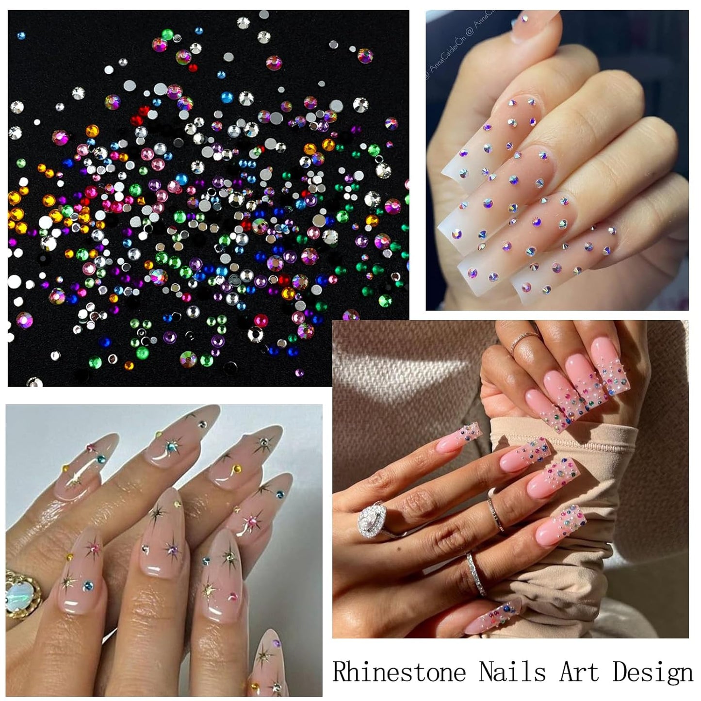 Nail Art Rhinestones Flatback Colorful Nail Charms Clear Crystal Rhinestones for Nails Design Gems Jewelry Accessories for Women Manicure Decorations Supplies