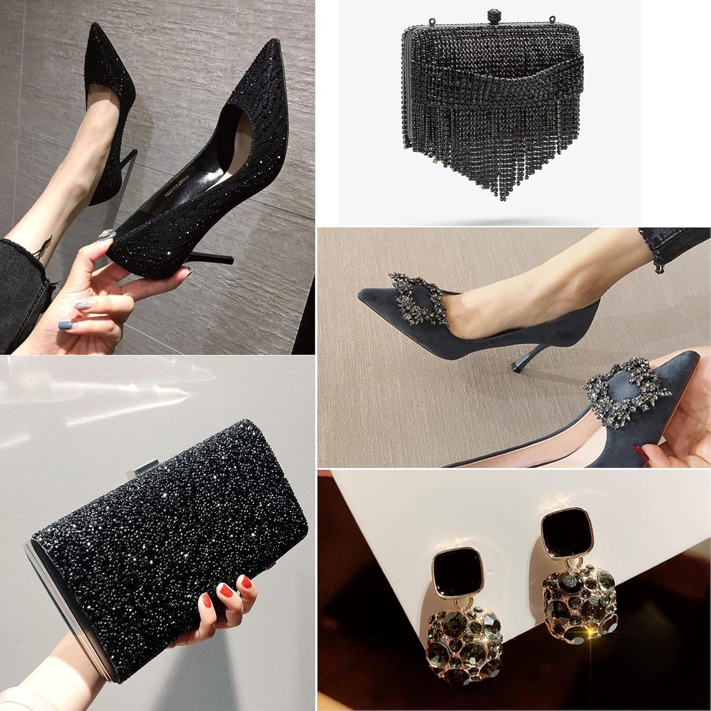 Beadsland 1440pcs Flat Back Crystal Rhinestones Round Gems for Nail Art and Craft Glue Fix,Black Diamond,SS12,3.0-3.2mm