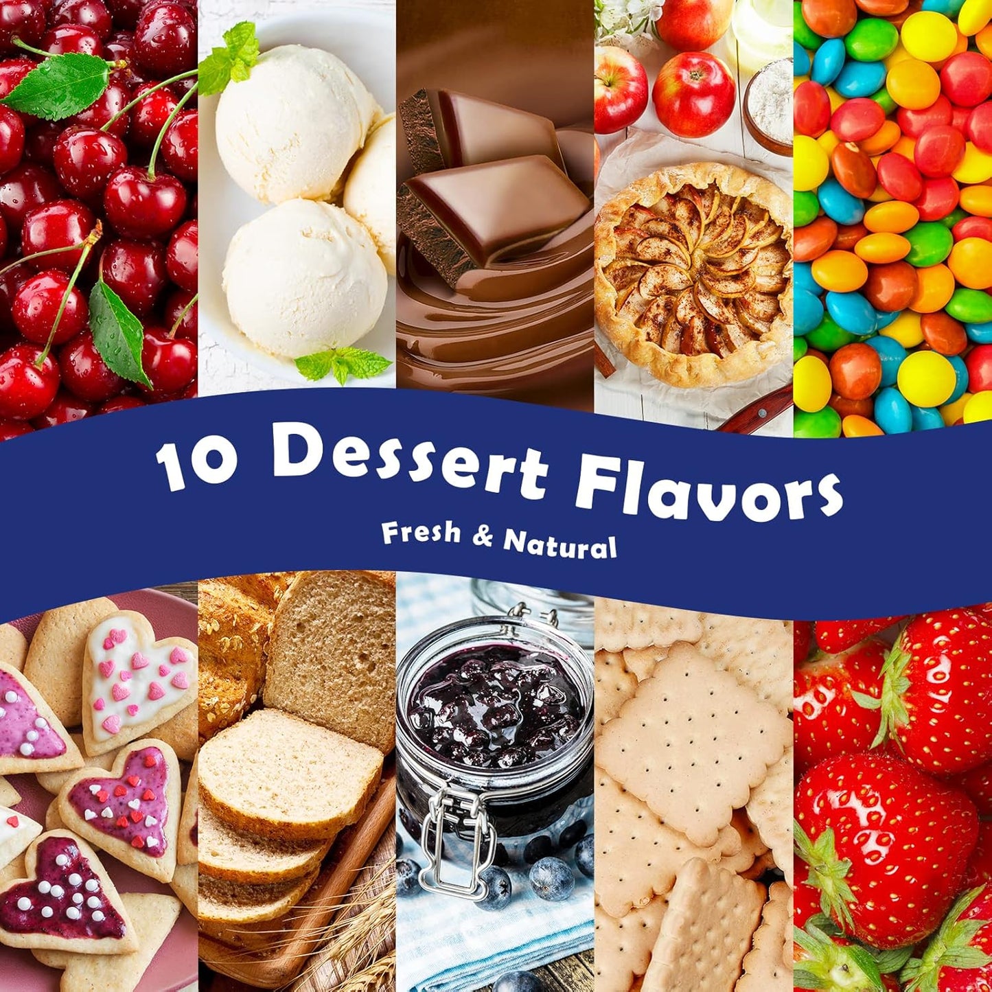 Fragrance Oils, Holamay Dessert Scented Essential Oils for Soap Candle Making, 10x5ml - Creamy Vanilla, Apple Cinnamon, Cookies and More, Aromatherapy Diffuser Oil Scents, Holiday Essential Oil Set