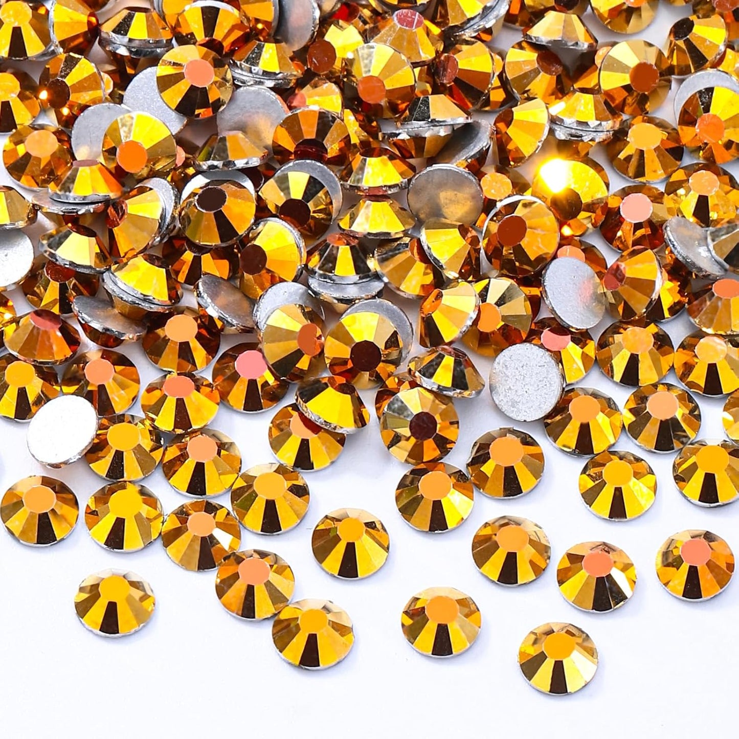Gold Flatback Rhinestones, Glass Rhinestones for Nail Art and Craft, Glue Fix, Loose Crystal Gemstones(Gold, SS30, 576pcs, 6.4-6.6mm)