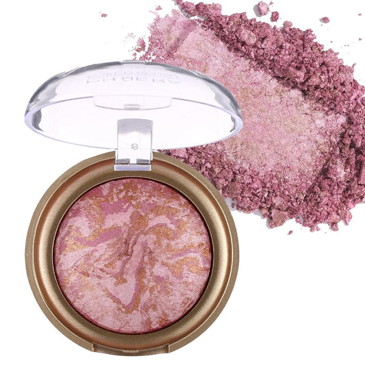 Baked Blush, Marbleized Blush for Cheeks, Shimmery Satin Finish Powder Blushes Palette, Buildable Color Natural Face Makeup Powder