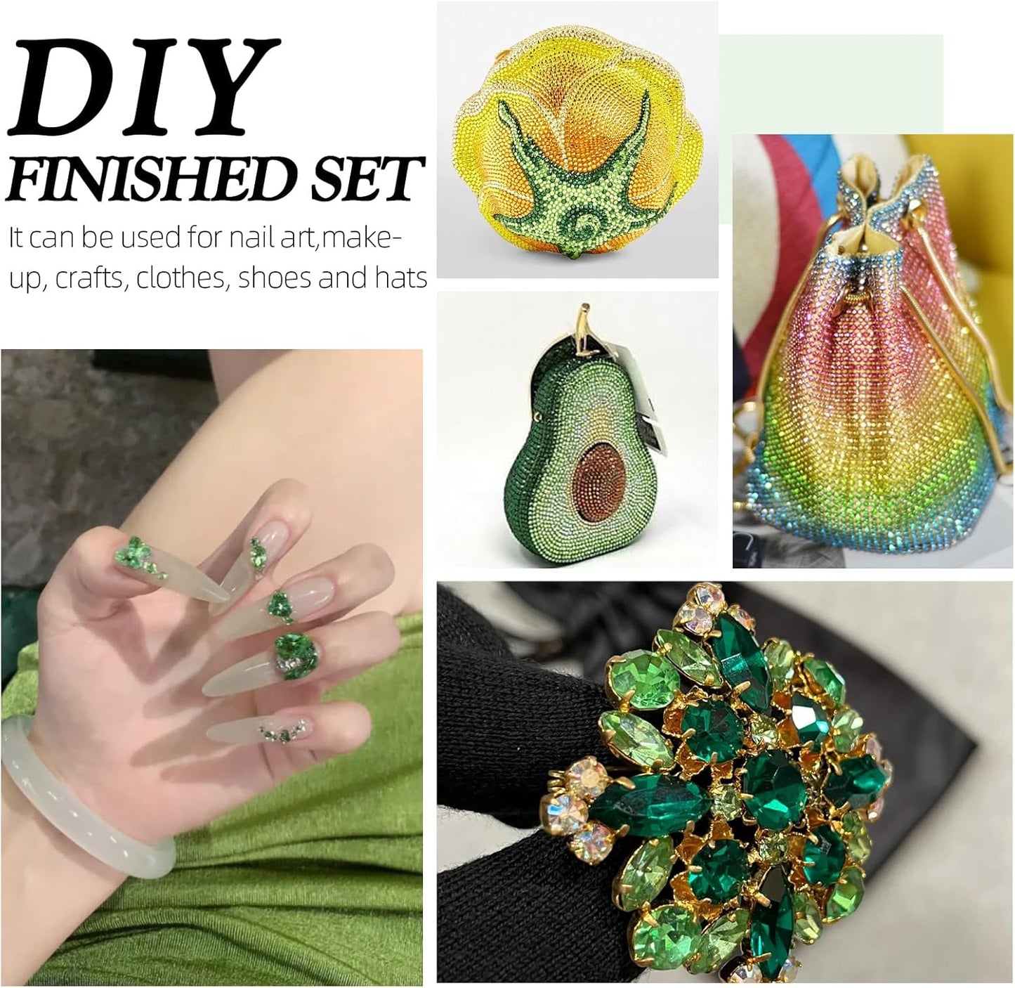 Light Green Flatback Rhinestones, Glass Rhinestones for Nail Art and Craft, Glue Fix, Loose Crystal Gemstones(Lt.Green, SS30, 576pcs, 6.4-6.6mm)