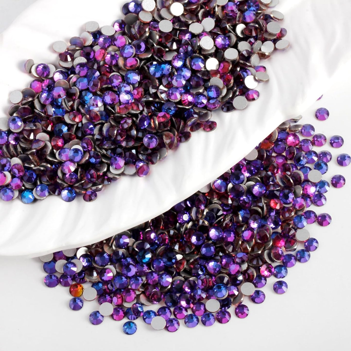 2000 PCS SS20 Flatback Rhinestones,12-Facet Diamond-Cut Glass Gems for Nail Art,Clothing,DIY Crafts,Glue-On Decoration Stones with Silver Backing,Purple Velvet