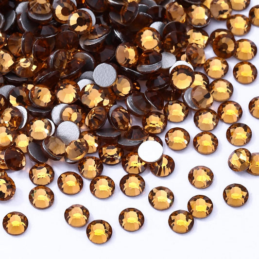 Topaz Flatback Rhinestones, Glass Rhinestones for Nail Art and Craft, Glue Fix, Loose Crystal Gemstones(Topaz, SS16, 1440pcs, 3.8-4.0mm)