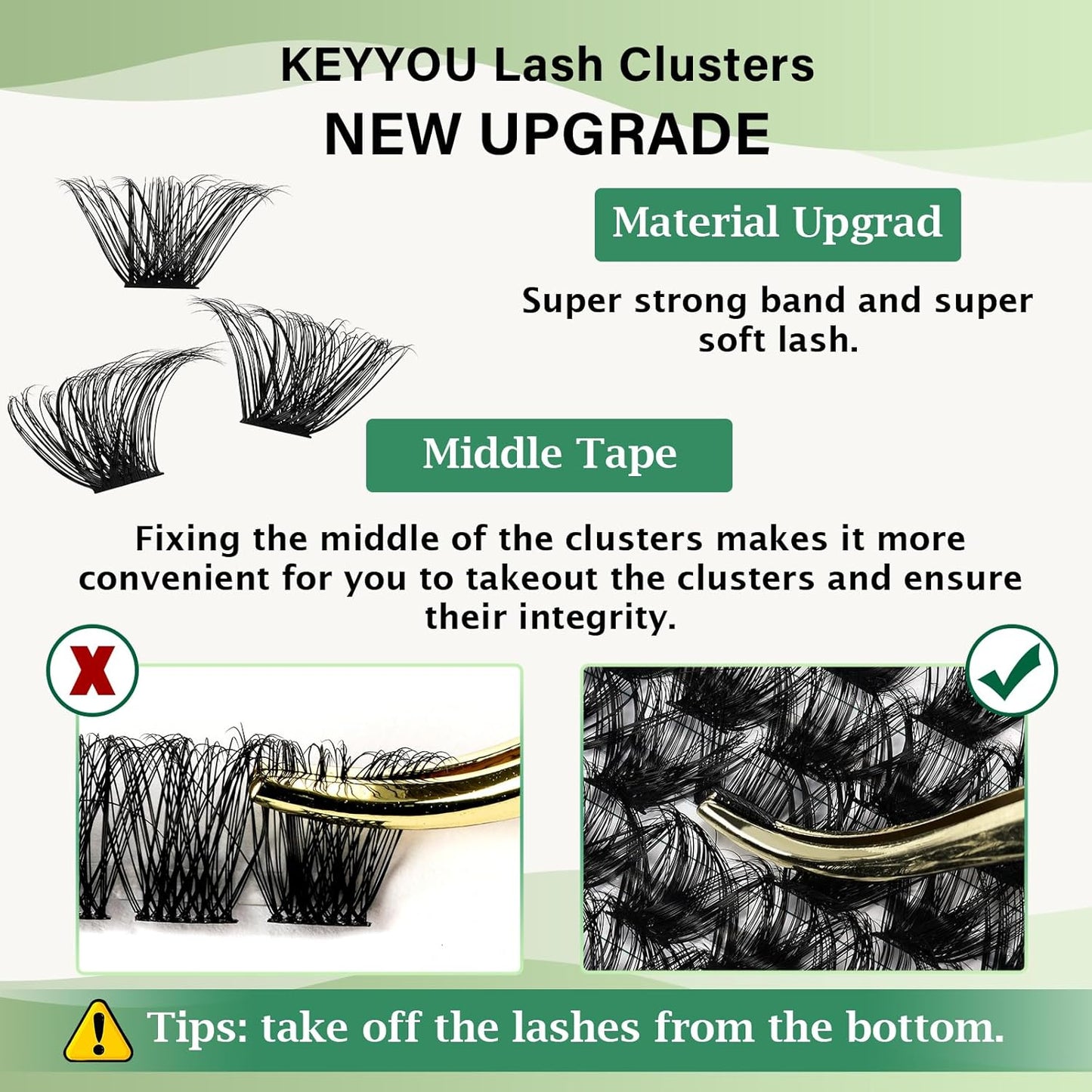 Lash Clusters 96pcs Individual Lashes D Curl 16mm Eyelash Clusters KEYYOU Volume Wispy Lash Extension Soft&Comfortable Easy DIY at Home(Y24,D-16mm)