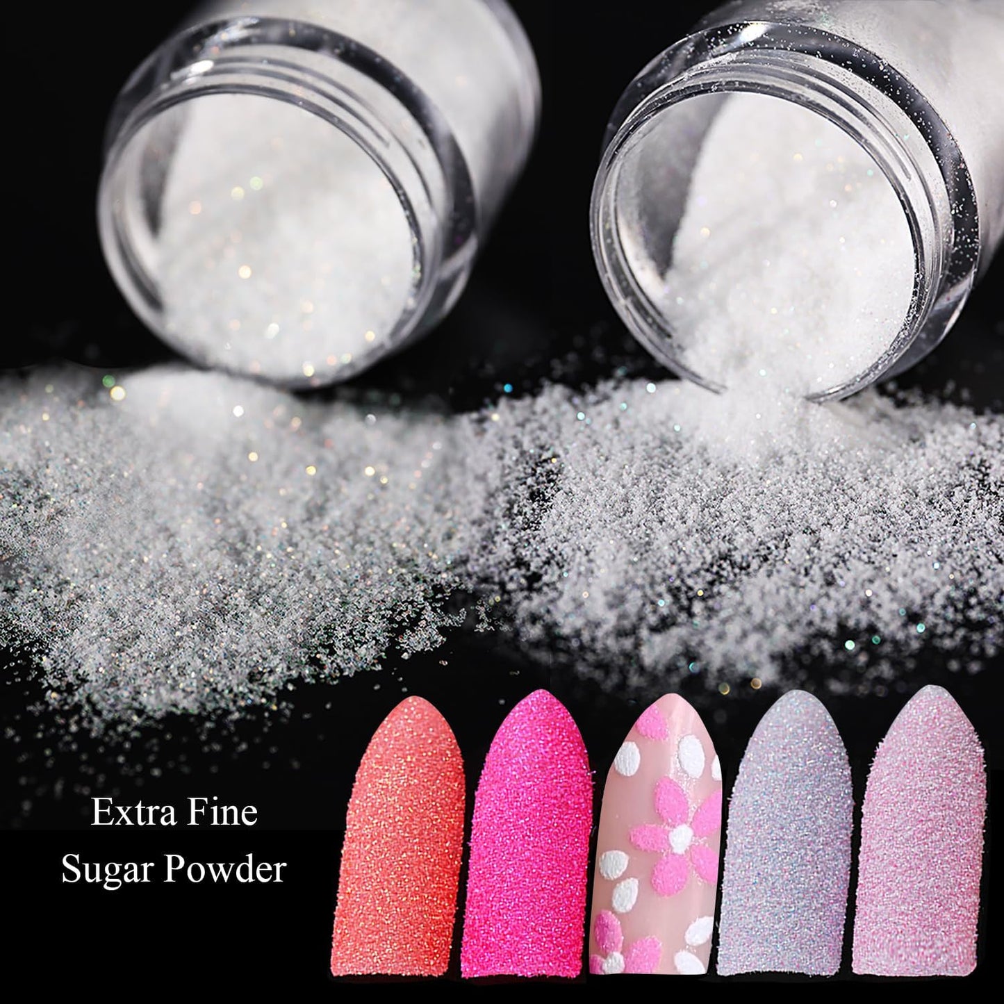 Chrome Nail Powder Set 12 Colors Gold Silver Bronze Chrome Powder for Nails Metallic Nail Glitter Red Green Blue Mirror Rub Pigment with 2PCS Extra Fine White Sugar Powder Nail Design